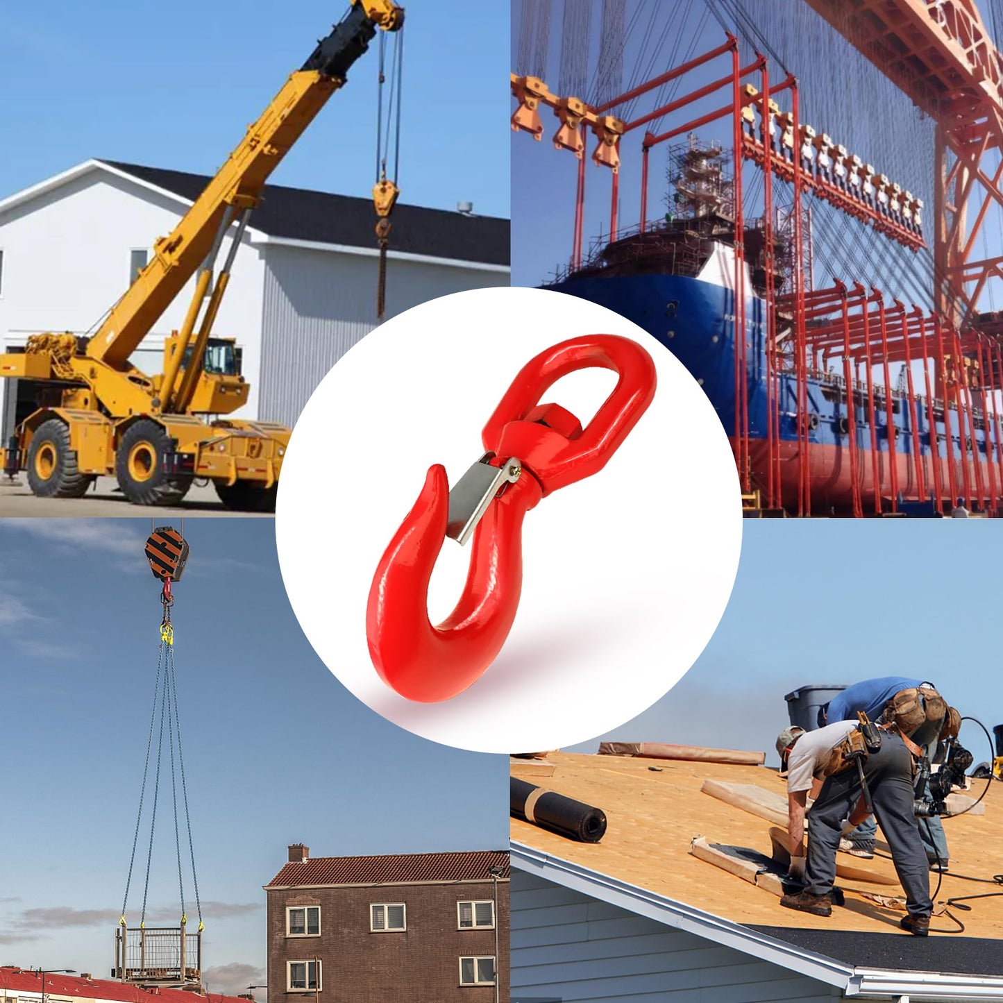 SCIEO 15 Ton Swivel Hook for Lifting - Heavy Duty Swivel Lifting Hook with Safety Latch | Self Locking Rigging Swivel Hook Grade 80 Hoist Swivel Eye Sling Hook for Crane with 33069 lbs Load Capacity