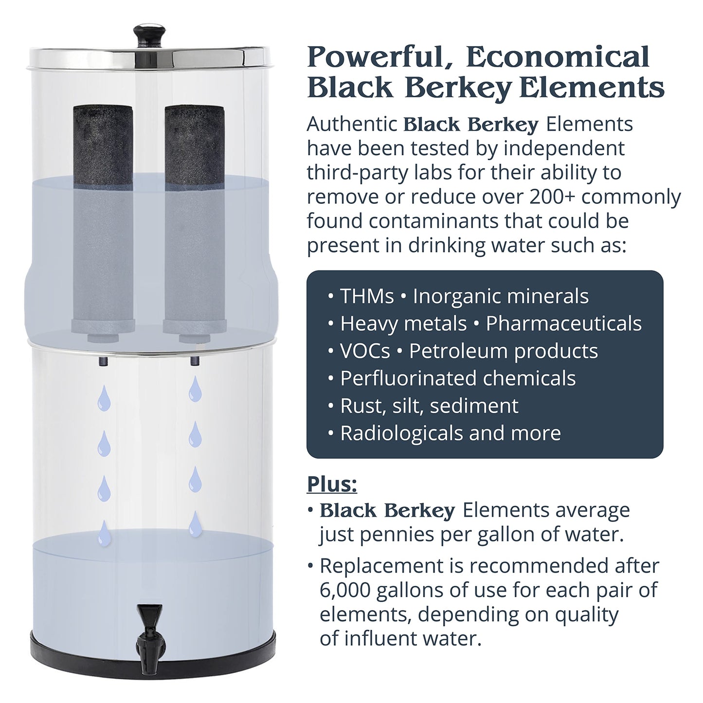 Royal Berkey Gravity-Fed Water Filter System 3.25 Gallon with 2 Black Berkey Elements, 2 PF-2 Fluoride and Arsenic Reduction Elements