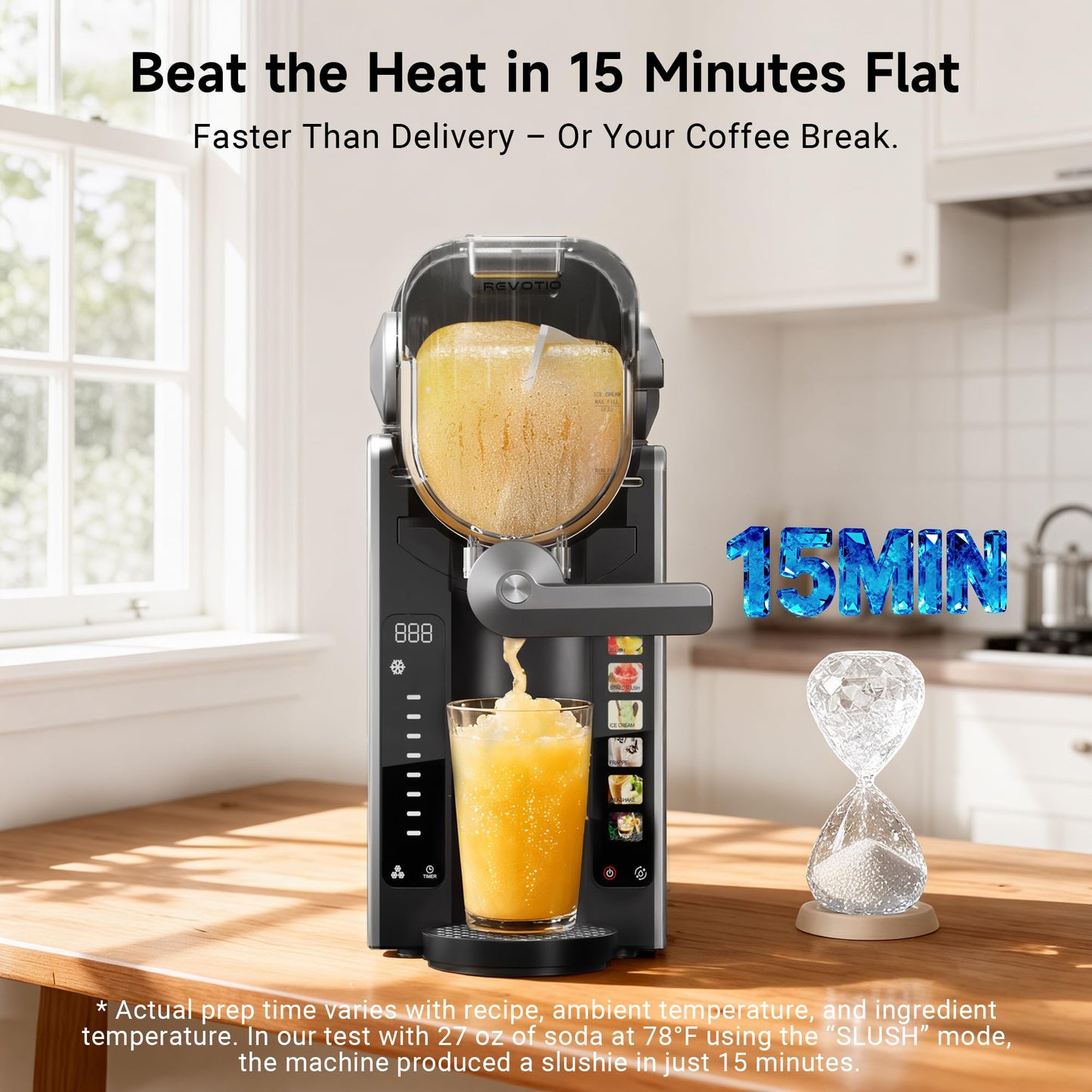 REVOTIO Slushie Machine for Home, 88 oz Slushy Machine, No Ice Needed Frozen Drink Maker with 6 Presets, Quiet, Auto-Clean, LED Display, Black, Perfect for Margaritas, Frappés, Milkshakes and More