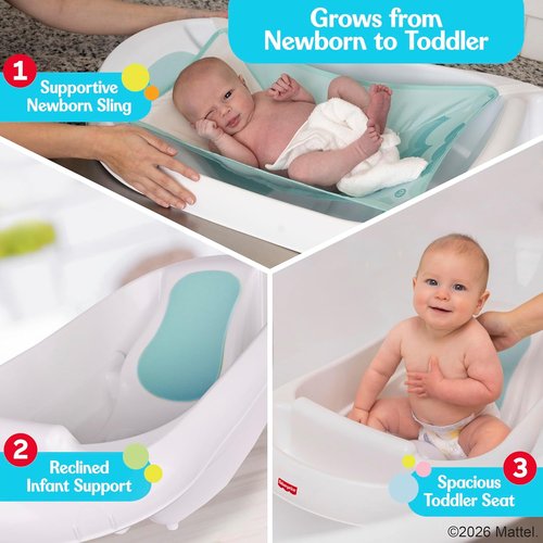 Fisher-Price™ Infant to Toddler Bath Tub - 3-in-1 Design with Supportive Sling for Comfort