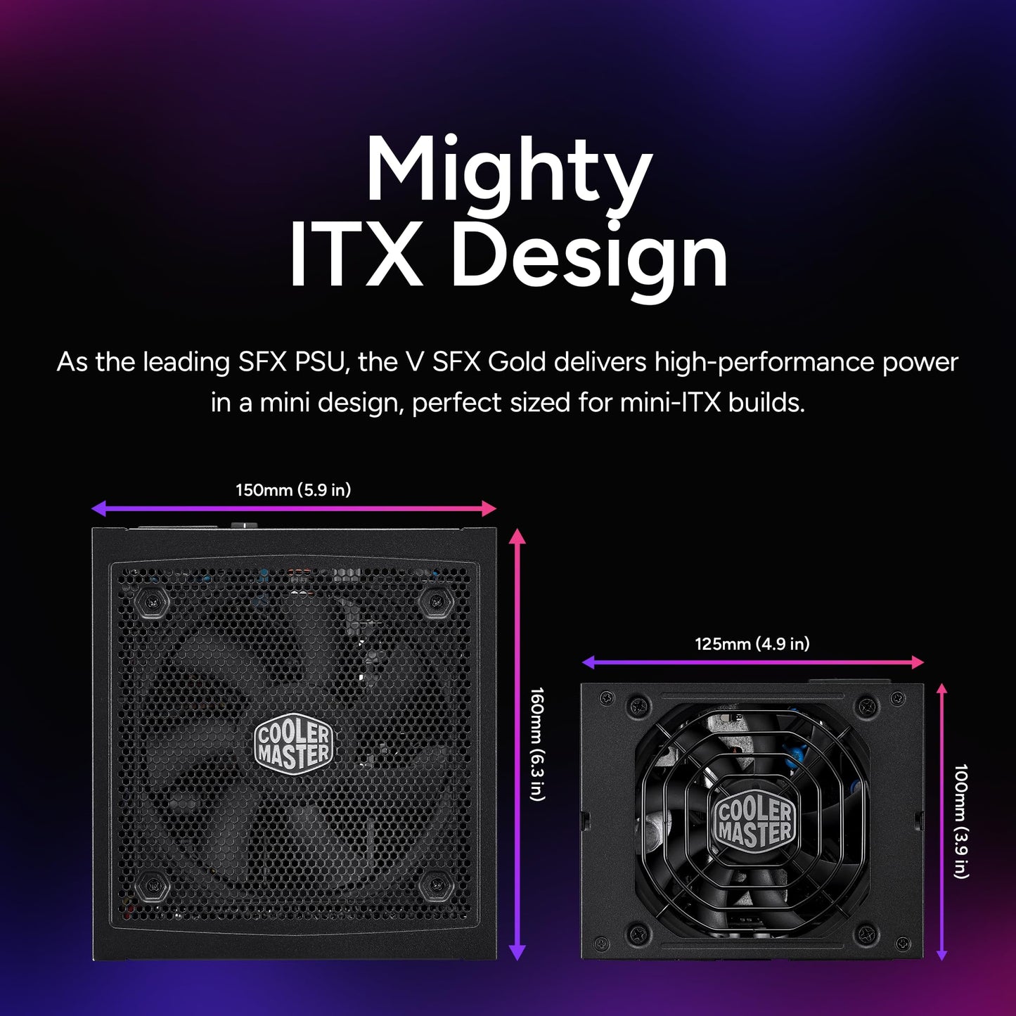 Cooler Master V850 SFX Gold 850W Small Form Factor PSU ITX SFF Power Supply, Fully Modular, 80 Plus & Cybenetics Gold Certified, ATX 3.1, PCIe 5.1 Ready, 90° 12VHPWR Cable, 10-Year Warranty, Black