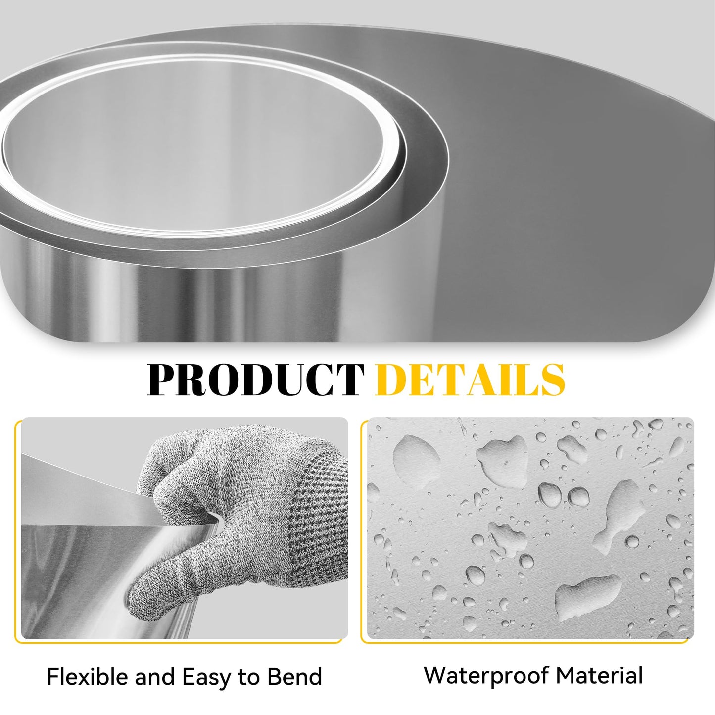 40'' x 50' Aluminum Flashing Roll, 0.3mm Thickness Metal Roof Flashing Roofing Panels for Sealing Windows Doors Siding Roofing Stains Moss and Mildew Prevention