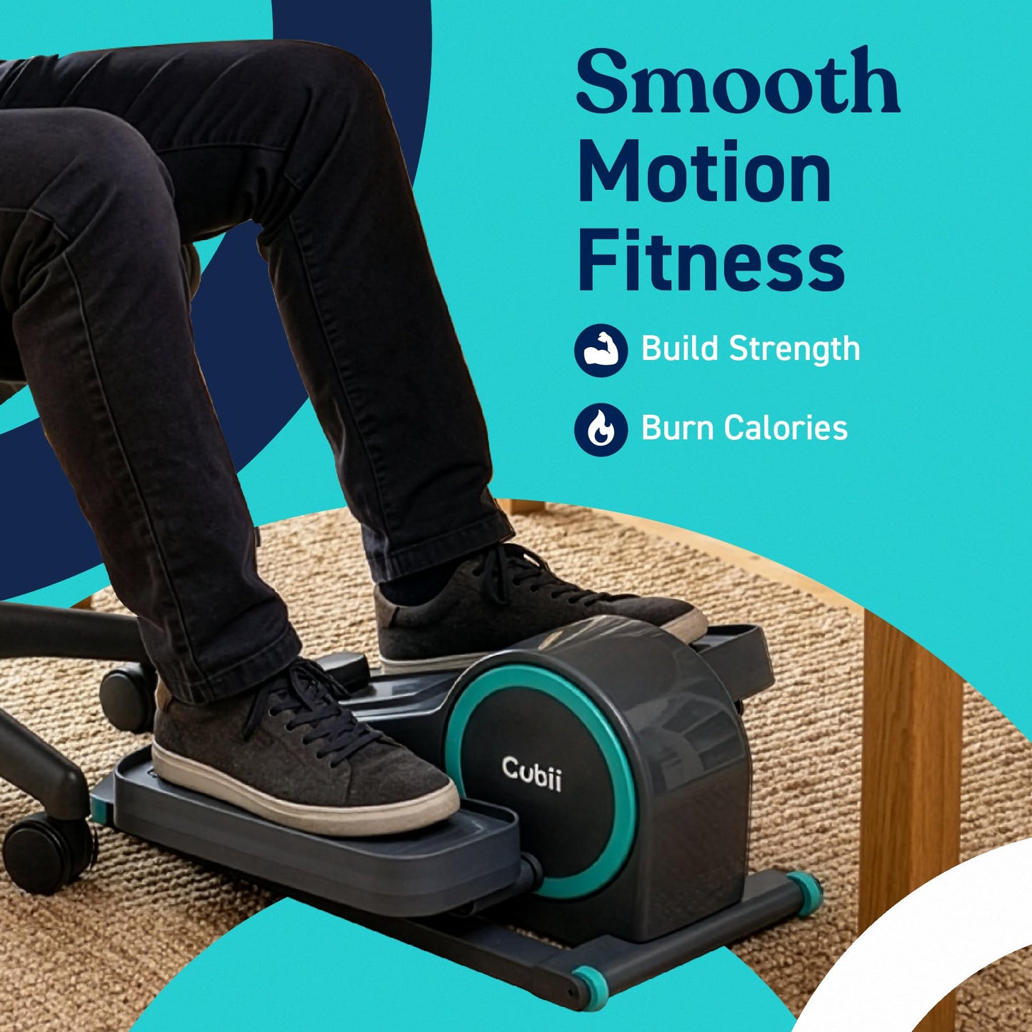 Cubii GO Under Desk Elliptical Bike, Portable Low Impact Leg Exerciser for Home and Office | Compact Exercise Machine with 10 Resistance Levels, LCD Display & App Tracking