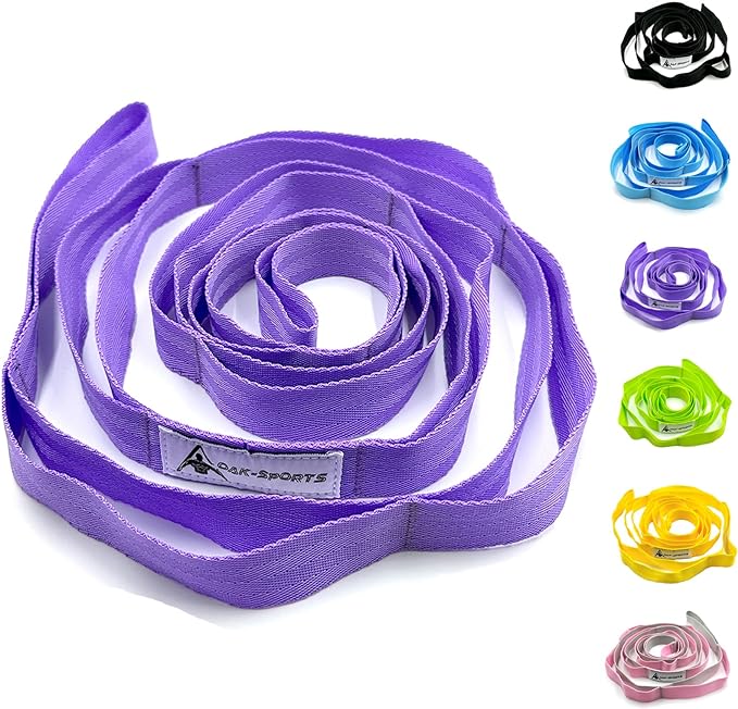 Stretching Strap Yoga Strap with Loops, Stretch Straps for Physical Therapy, Non-Elastic Exercise Strap for Pilates, Dance and Gymnastics with Workout Guide