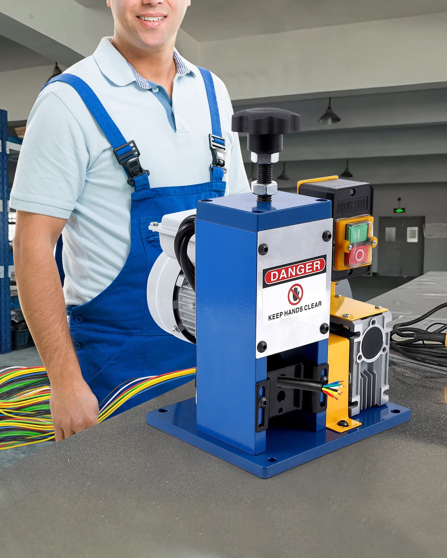 GAOMON Electrical Wire Stripper Machine 60 ft/min Automatic Wire Stripper [0.06" -0.98"] Automatic Wire Stripper W/Emergency Stop for Scrap Cable Copper Recycling