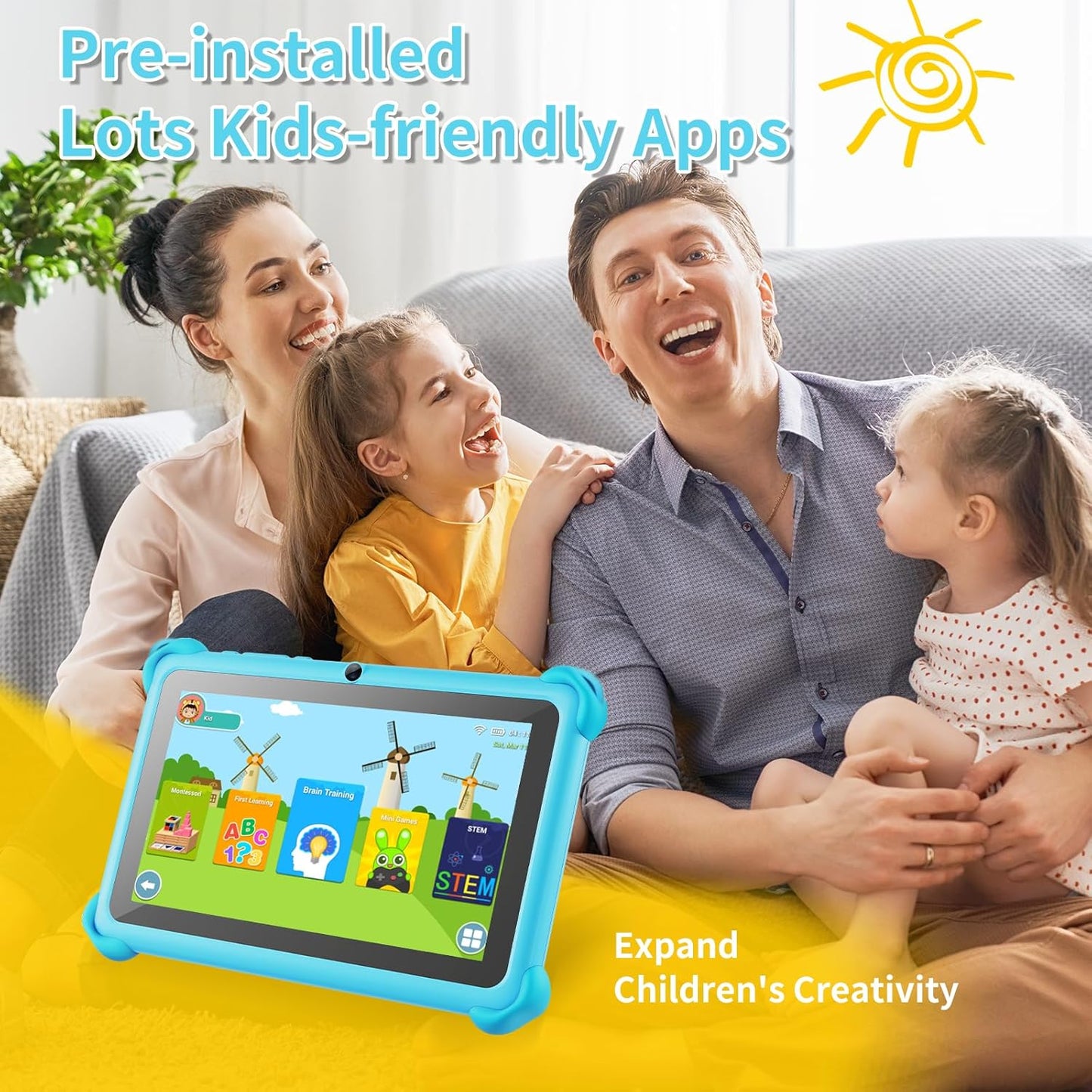 zcobro 7 inch 32GB Kids Tablet Toddler Kids Learning Tablet WiFi Tablets with Shockproof Case, YouTube, GMS, Parental