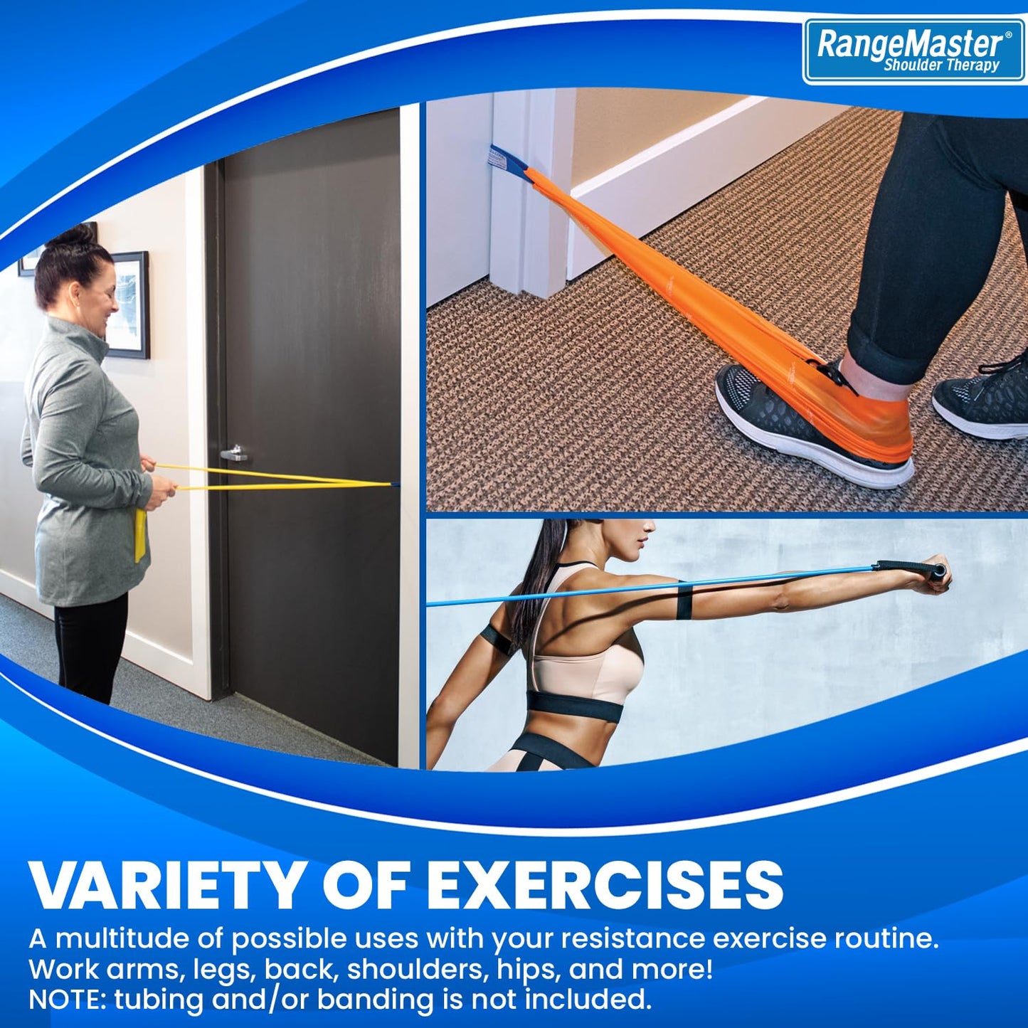 RangeMaster TheraLoop Door Anchors │ Non-Slip │ Complements Exercise Bands or Tubes │ Great for Exercising or Strengthening Activities│2 Pack, Blue