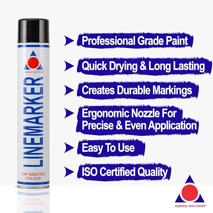 Line Marker, Grass and Road Spray Paint, Athletic Field Striping Paint Spray | Black 26 Fl Oz (Pack of 1)| Perfect for Sports Fields & Pavement