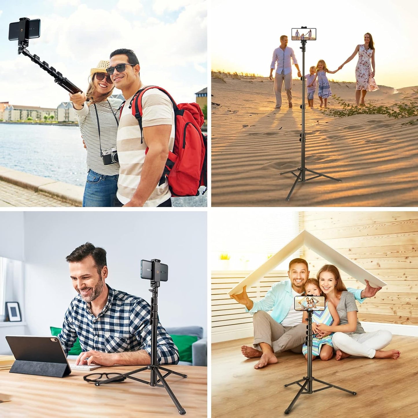 CAMOLO RIG 63" Tripod for Phone,Selfie Stick with Wireless Remote, Extendable Cell Phone Stand & Phone Holder, Solidest
