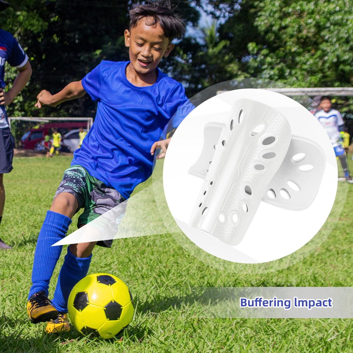 3 Pairs Soccer Shin Guards for Youth Adults, Breathable Shin Guard Sleeves Breathable Shin Guard Equipment for Football Games for Adults Football Player, Men Women-Black & White & Blue