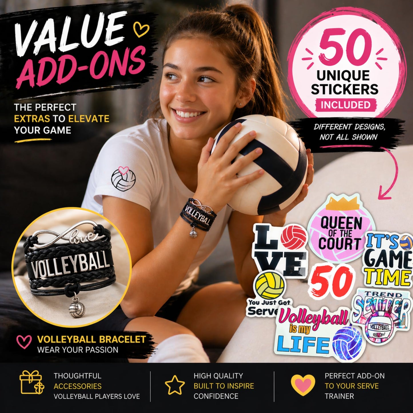 VbStar Volleyball Training Equipment Aid - Practice Your Serving, Setting & Spiking with Ease, Great Solo Serve & Spike Trainer for Beginners & Pro, Perfect Volleyball Gift