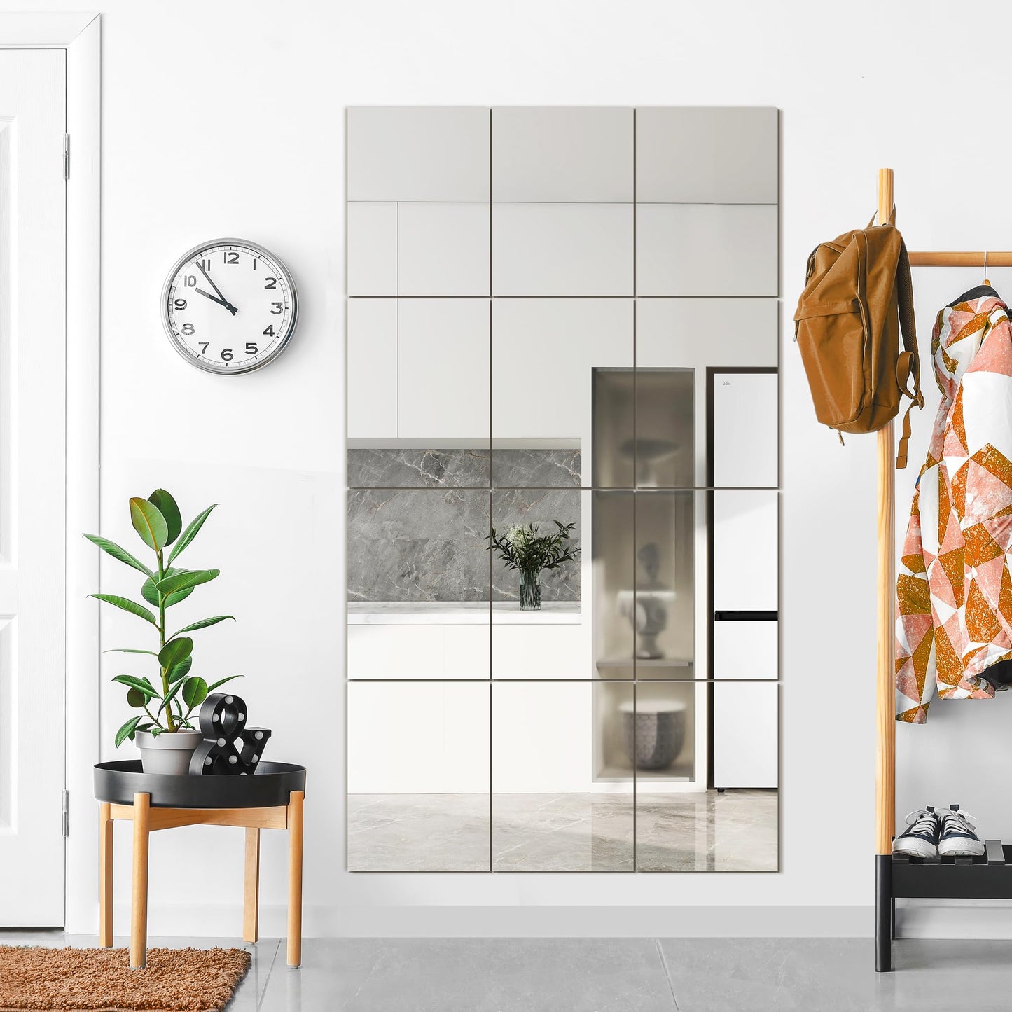 TRAHOME Wall Mirror Tiles, 16"x12"x12PCS Full Length Home Gym Mirror for Garage, Bedroom, Living Room, Over The Door