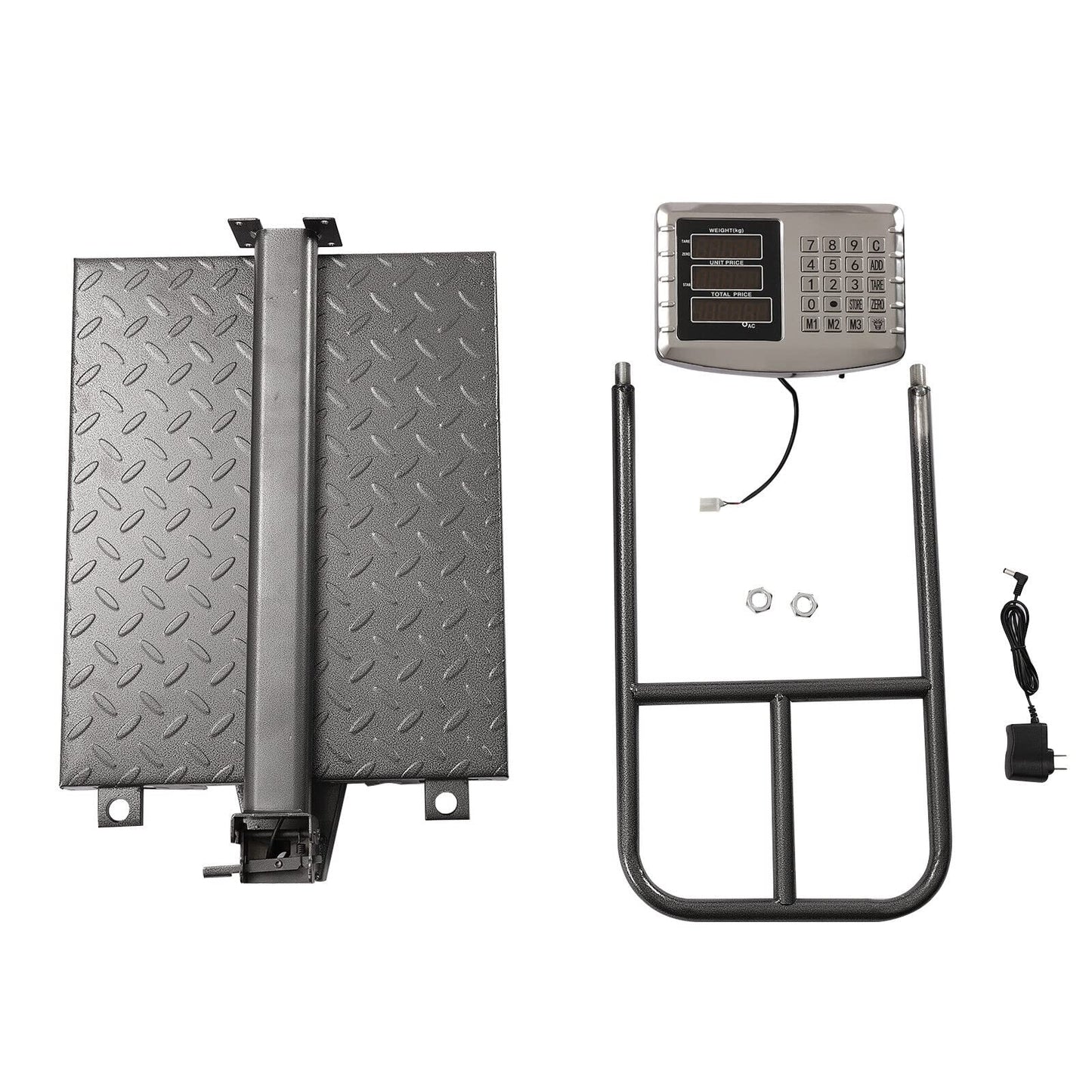 CXWAWSZ 660lb Industrial Platform Scale with Removable Guardrail, Foldable Digital Shipping Scale, Double-Sided HD Display, Accurate LB/KG Postal Scale for Luggage, Package, Warehouse