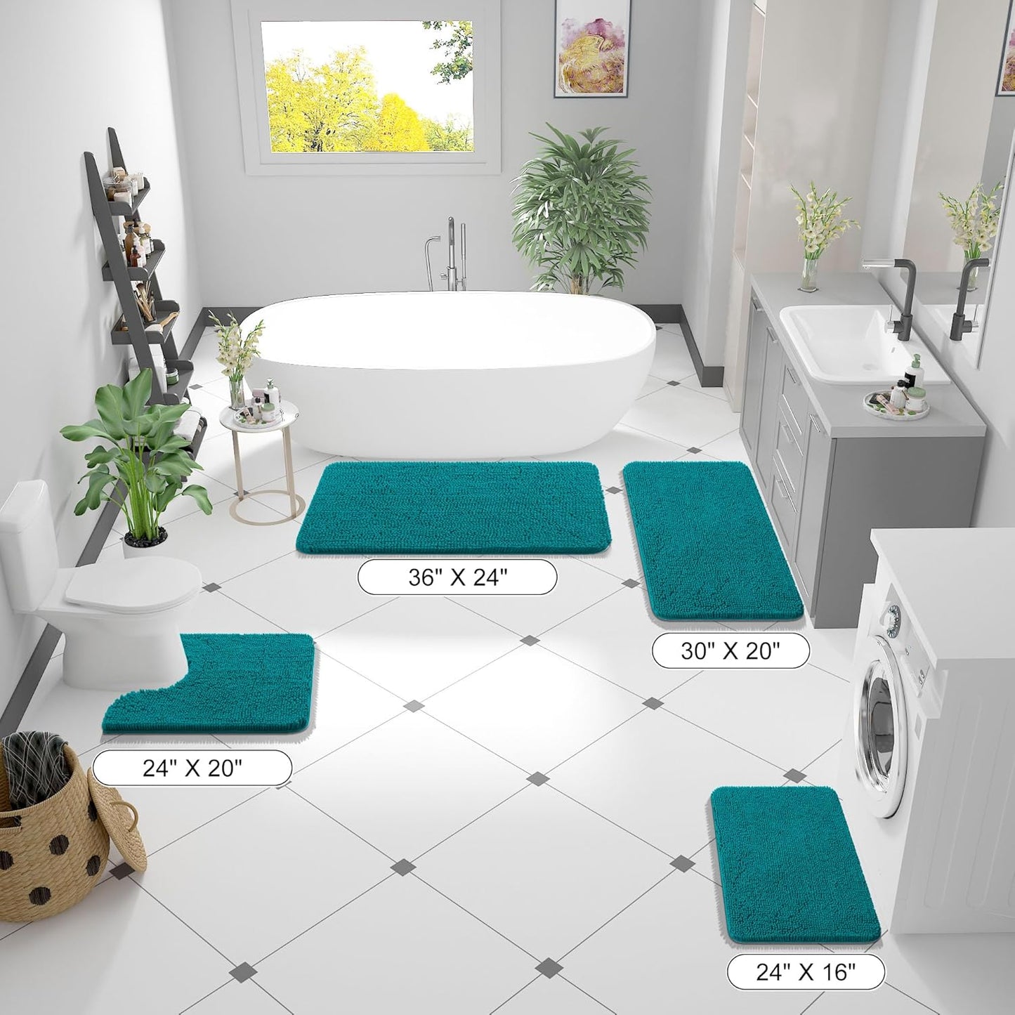 OLANLY Bathroom Rugs - Extra Soft Chenille Bath Mats | Quick Dry, Machine Washable, 36x24, Deep Lake
