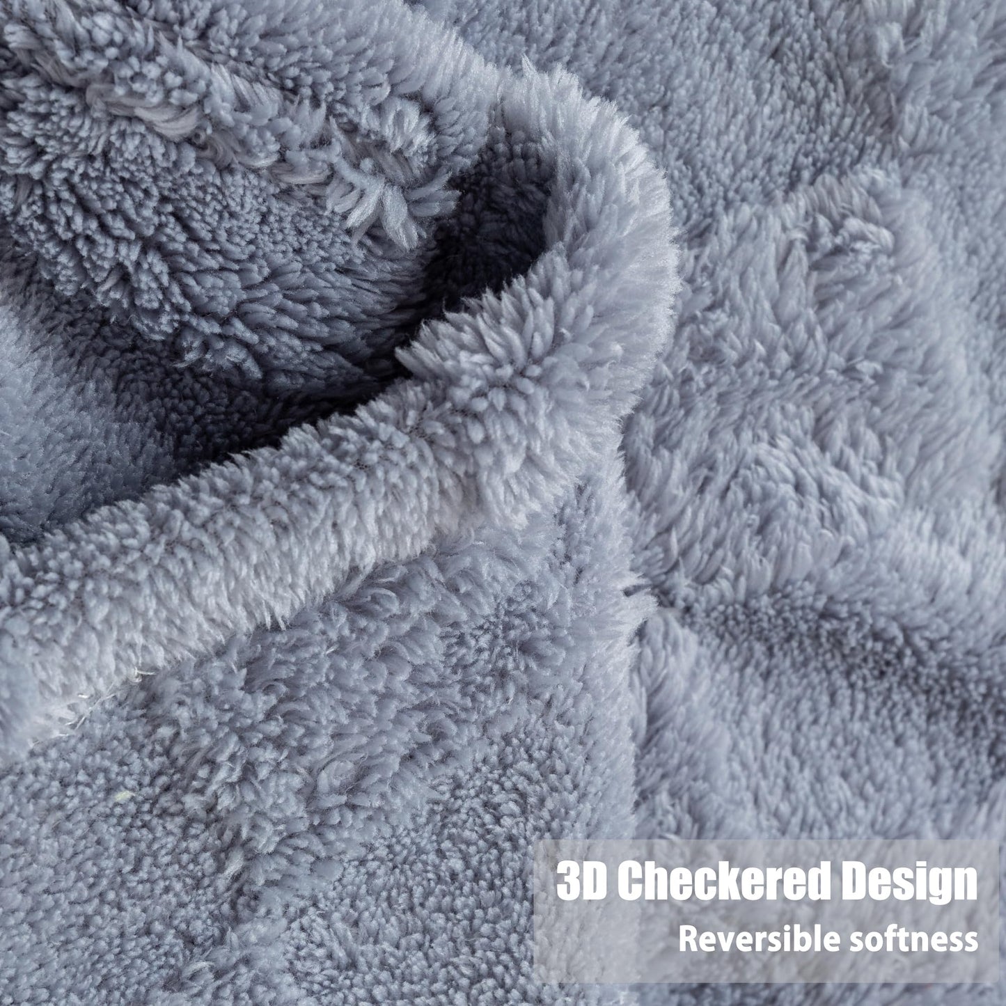 Flannel Checkerboard Throw Blanket 3D Checkered Super Soft Fluffy Lightweight for Sofa Chair Bed Camping Anti-Pilling Protecting The Sofa for All Seasons (Gray Blue, 50 x 60 inch)