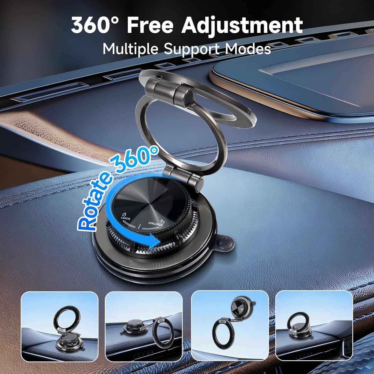 CHTXXLSZ 360 17/16 Magnetic Car Phone Holder, Adjustable Suction Cup Universal Phone Mount, Multi-Scene for Car Office