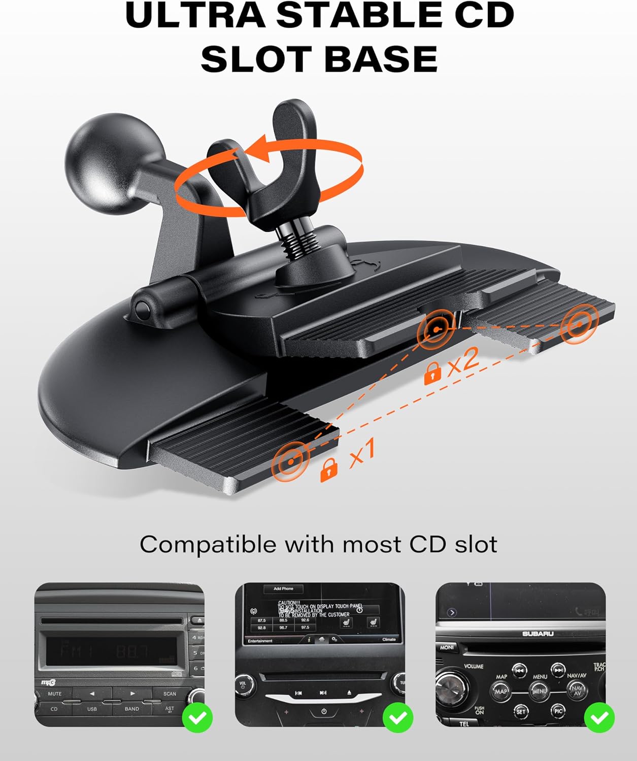 1Zero 360 7-11 Inch CD Slot Mount for CarPlay Screen, Rotation Tool-Free Installation CarPlay CD Mount Compatible