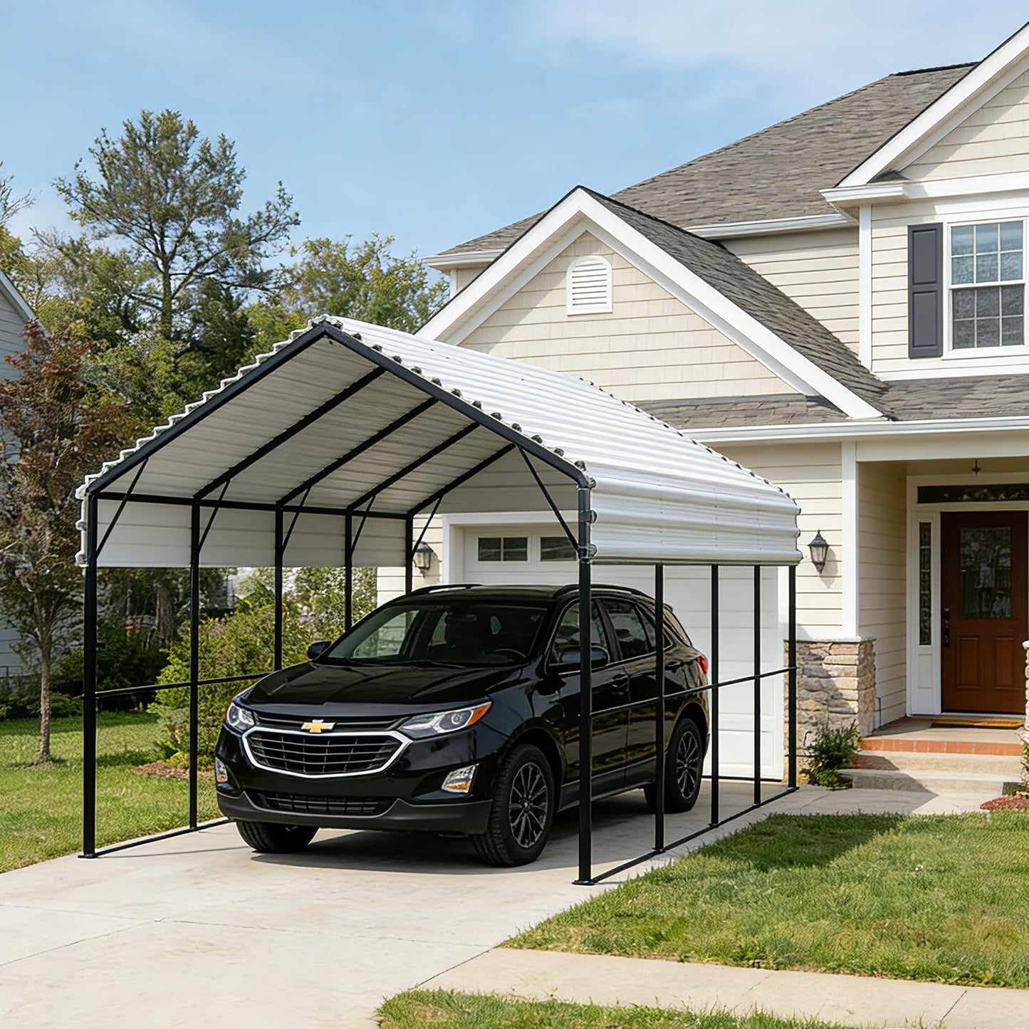 VOYSIGN Metal Carport Heavy Duty 12x20ft Outdoor Galvanized Steel Car Port, Vehicle Canopy Garage Shade, Multi-Use Shelter for Car, Boat, Tractors & Outdoor Storage