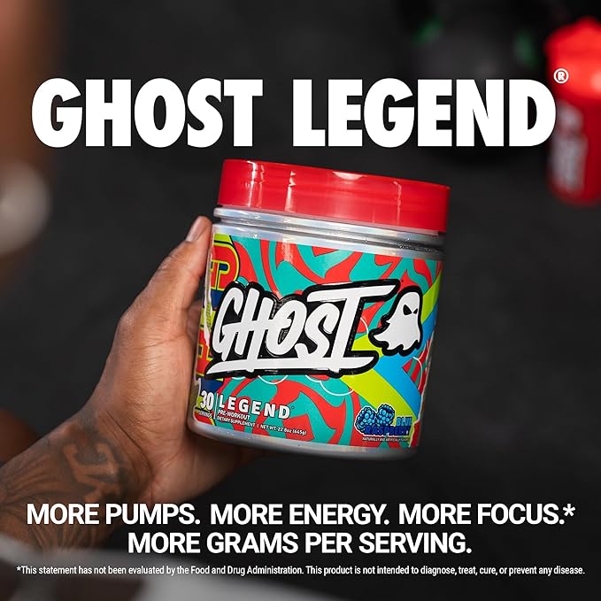 GHOST Legend Pre-Workout Powder, Blue Raspberry - 30 Servings ??Pre-Workout for Men & Women with Choline, L-Citrulline, & Beta Alanine for Energy & Focus