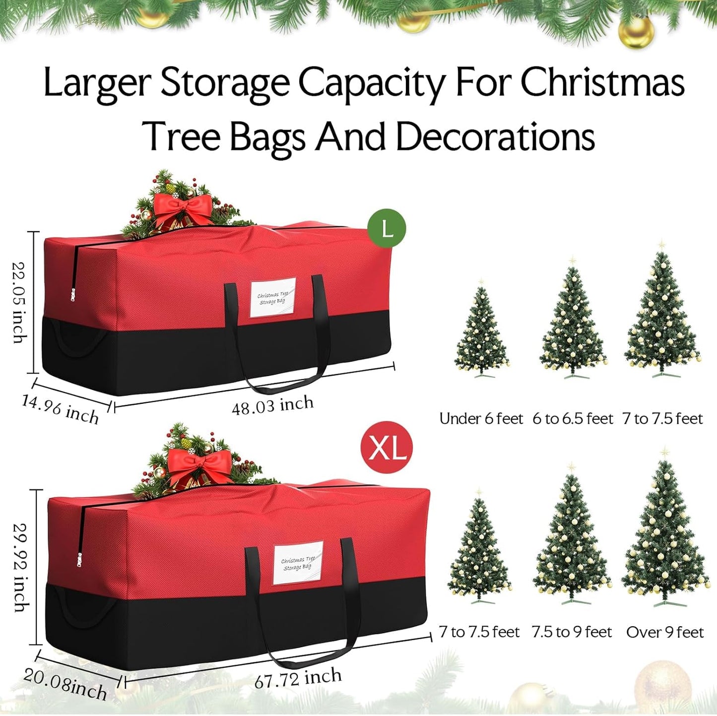 Regine Switzerland Christmas Tree Storage Bag - Heavy Duty 600D Oxford for 10 Ft Trees | Dampproof with Reinforced Handles & Dual Zipper