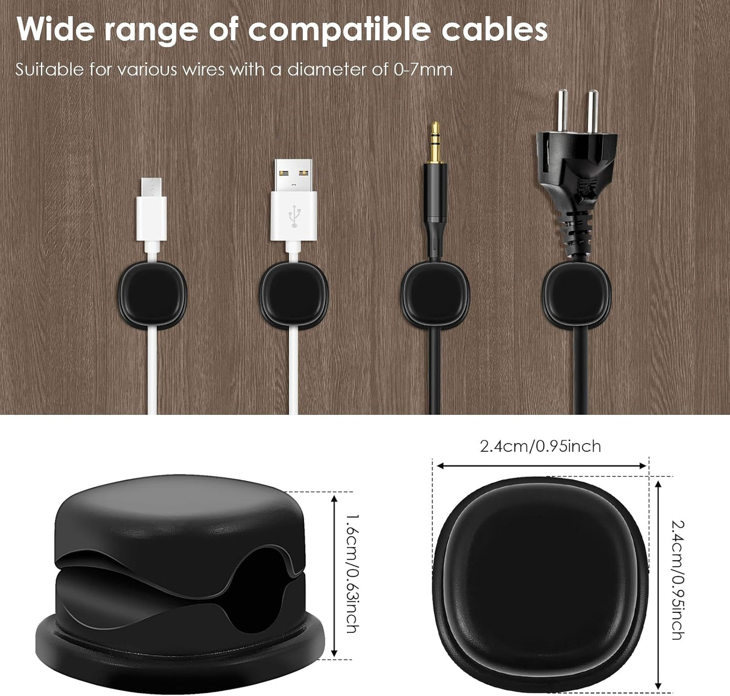 BETIMFAN 12Pack Cord Organizer, Spring Cable Holder Clips, Desk Cord Management Clips, Adjustable Phone Charger Cable