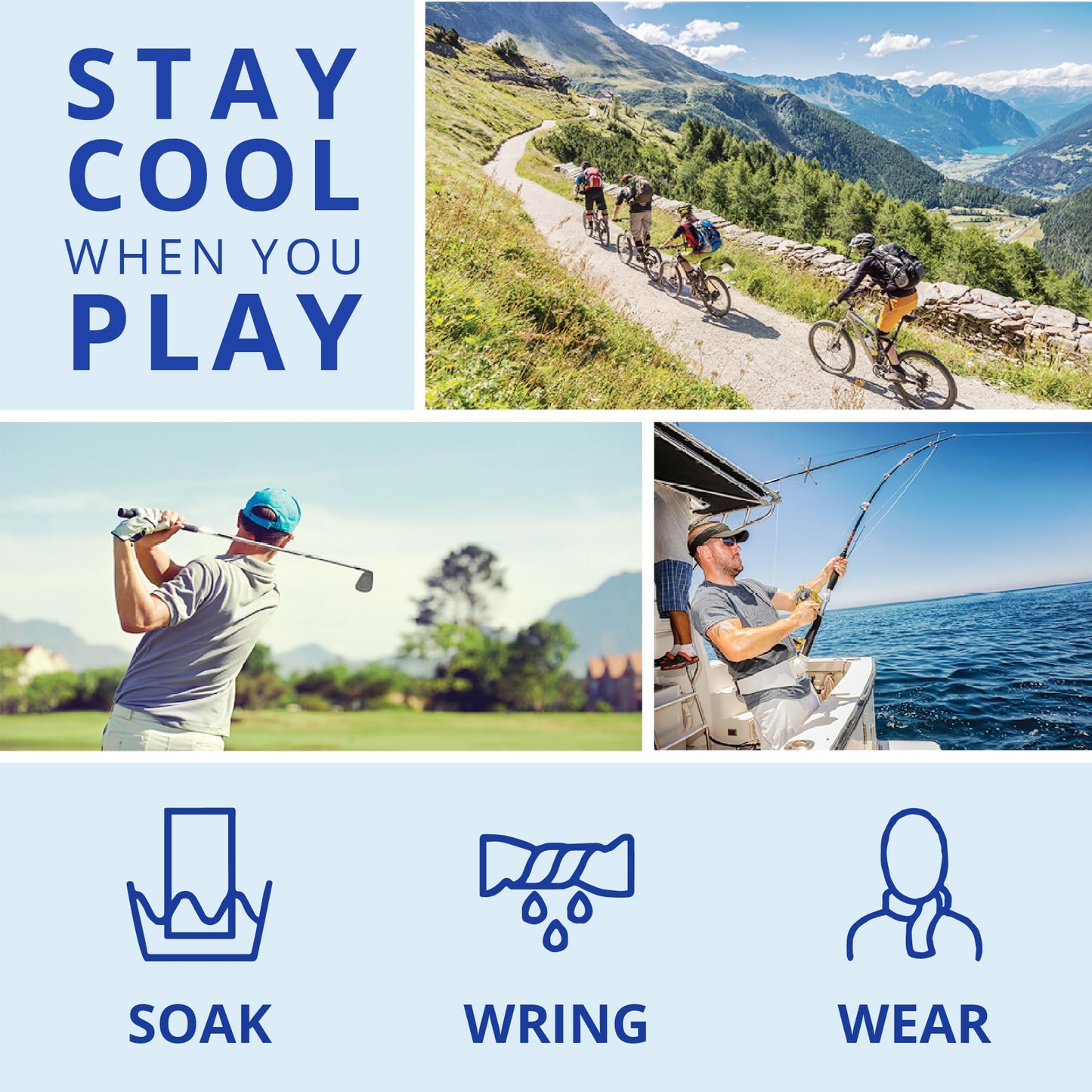 FROGG TOGGS iCOOL Cooling Towel 2 Pack, Sky Blue 2 Pack