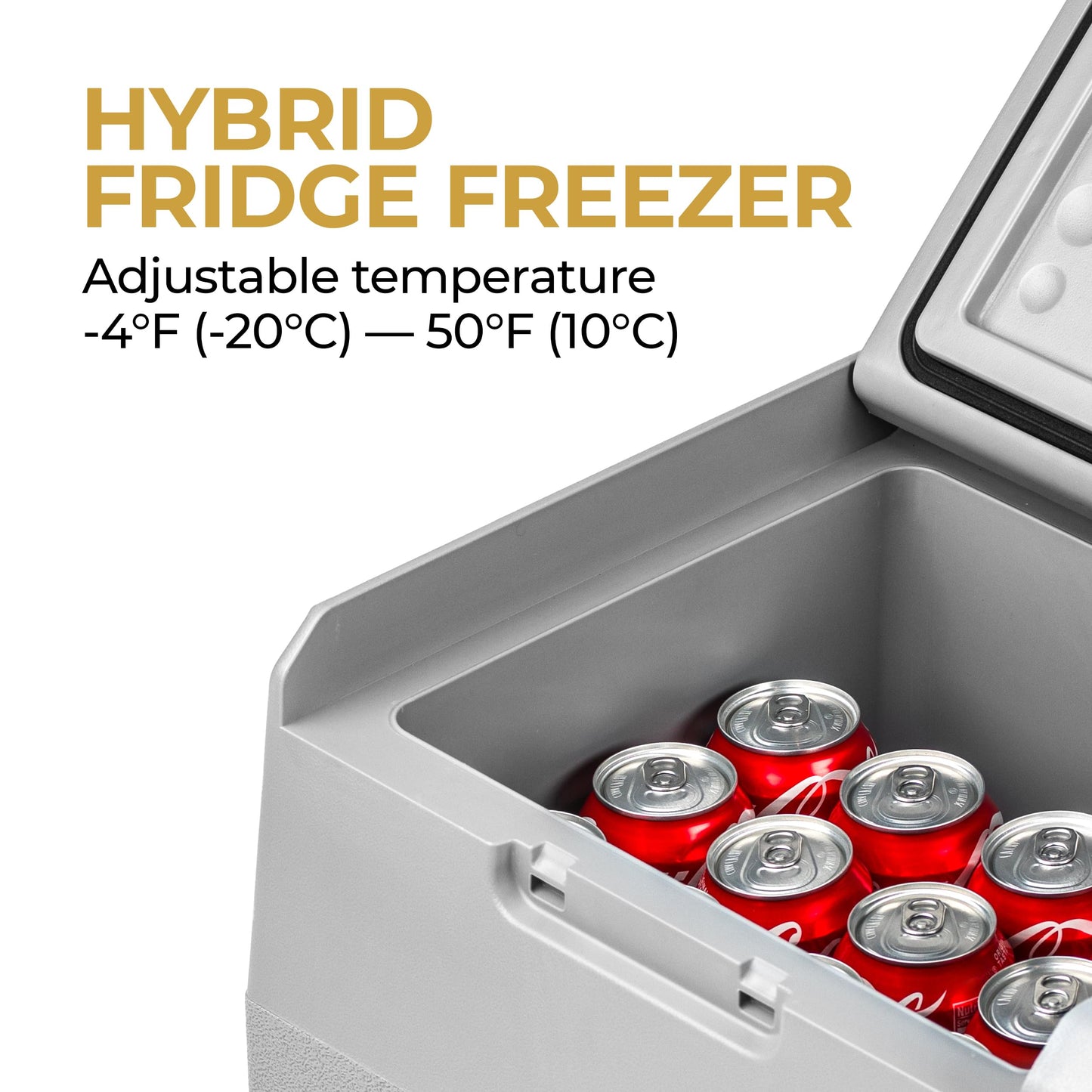 Halo Power Electric Cooler, Portable Fridge & Freezer with Iceless Design, 12/24V DC and 100-240V AC for Camping & Vehicles, 23 QT Storage Capacity