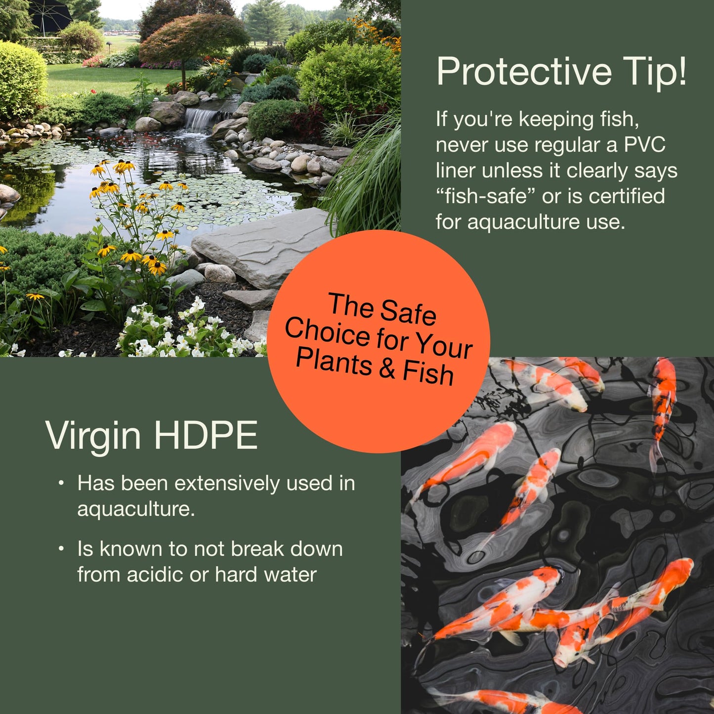 MAPORCH Pond Liner for Outdoor Ponds - Heavy Duty Koi Fish Pool Liner - 16.5 x 26.5 ft, HDPE 20 Mil - UV Resistant Waterproof Underlayment