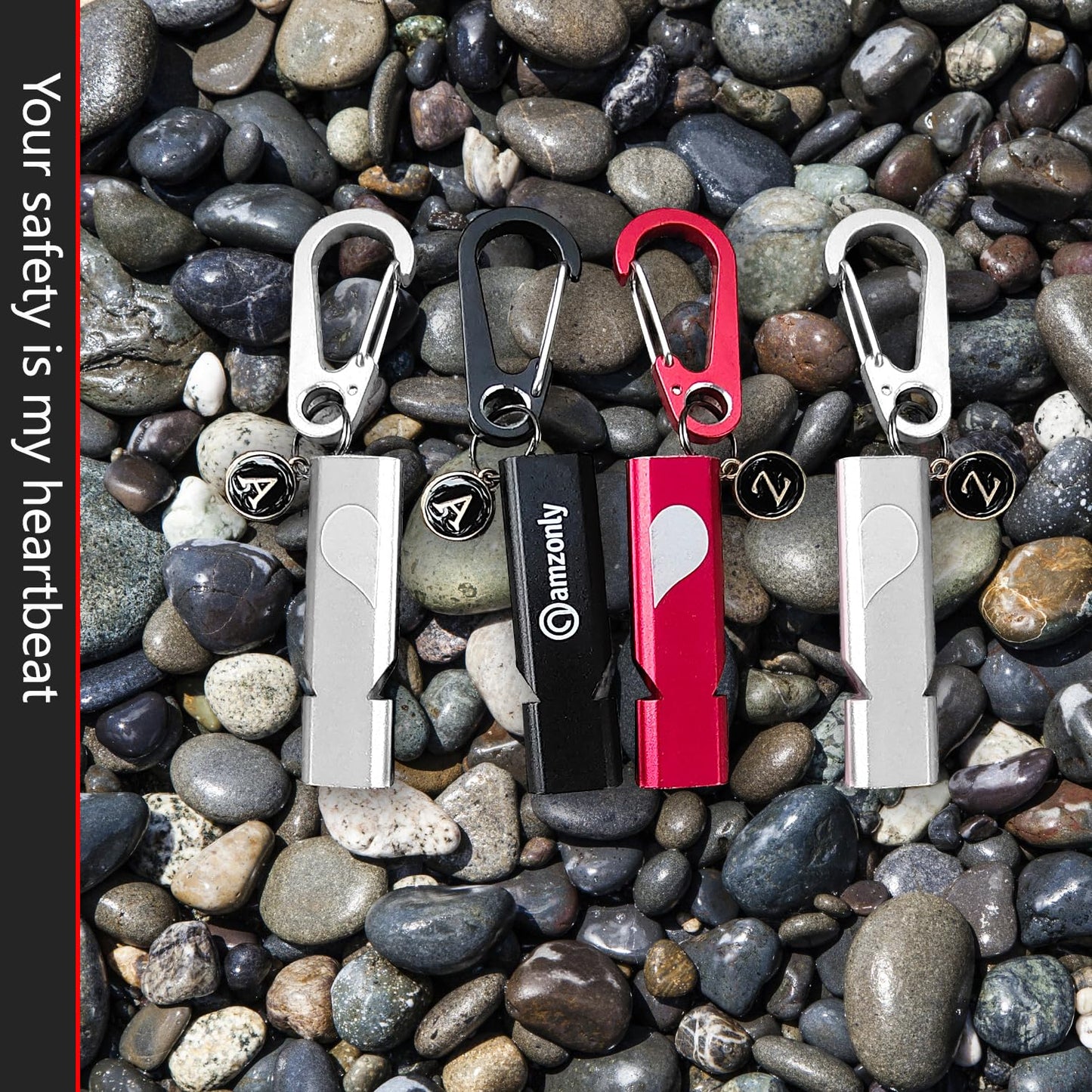 Emergency Whistles, 120db Safety Whistle with Carabiner Clip for Keychain, Survival Shrill Loud for Camping Hiking Boating, 2Pack Silver