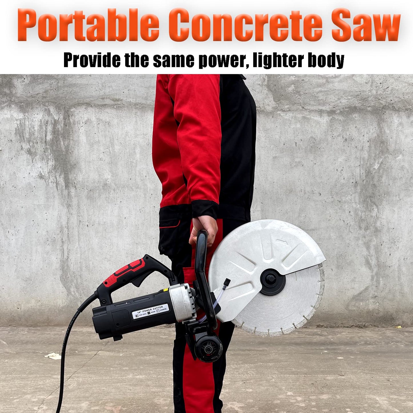 JACKCHEN 14 Inches Concrete Saw Electric Powered 3000W Cut-Off Saw, 110V 4.8" Cut Depth and Electric Grinder With Diamond Blade