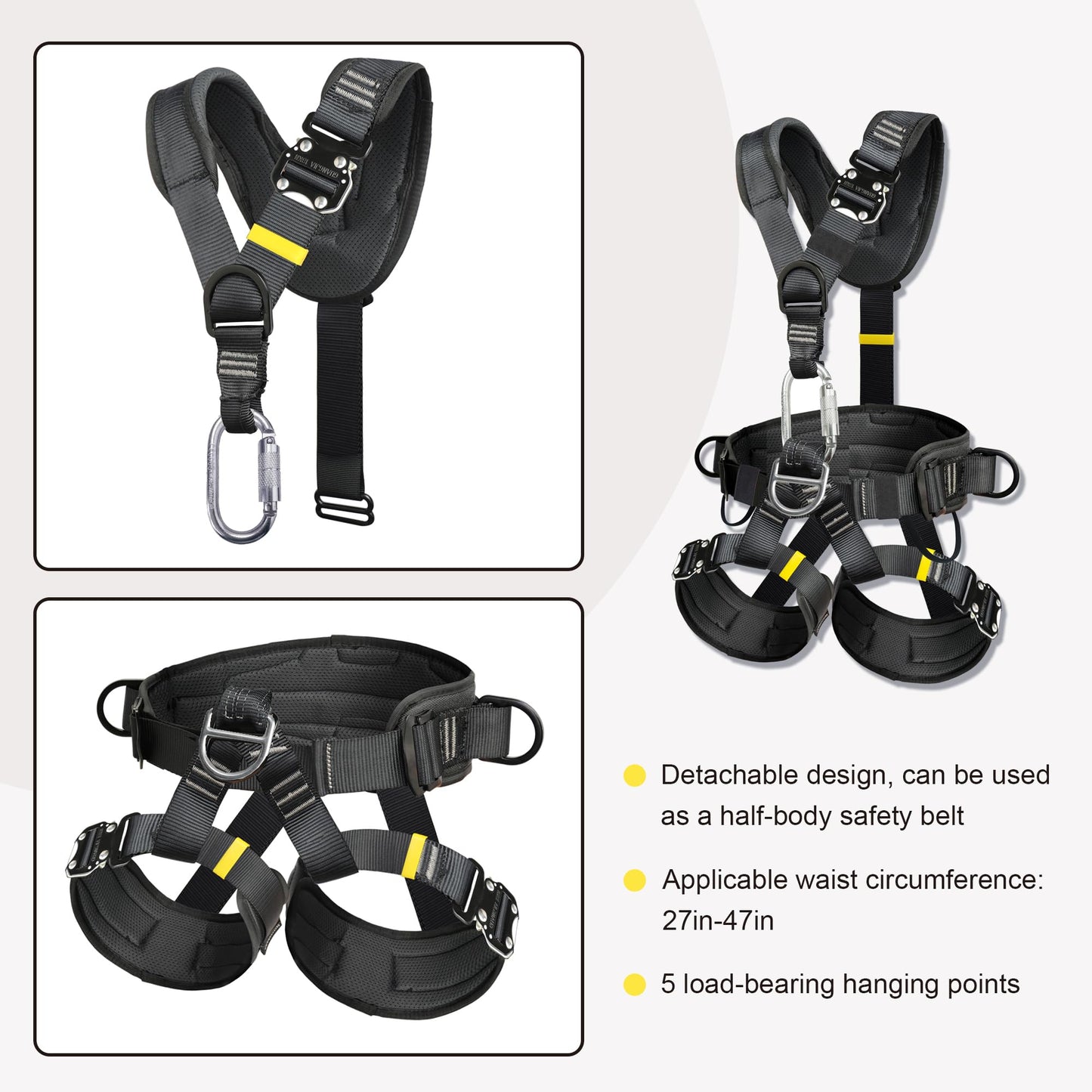 DIJJIG Climbing belts, Thicken Professional Half Body Safety Belt Climbing Gear for Tree Climbing, Fire Rescue, Rappelling and Other Outdoor Adventure Activities