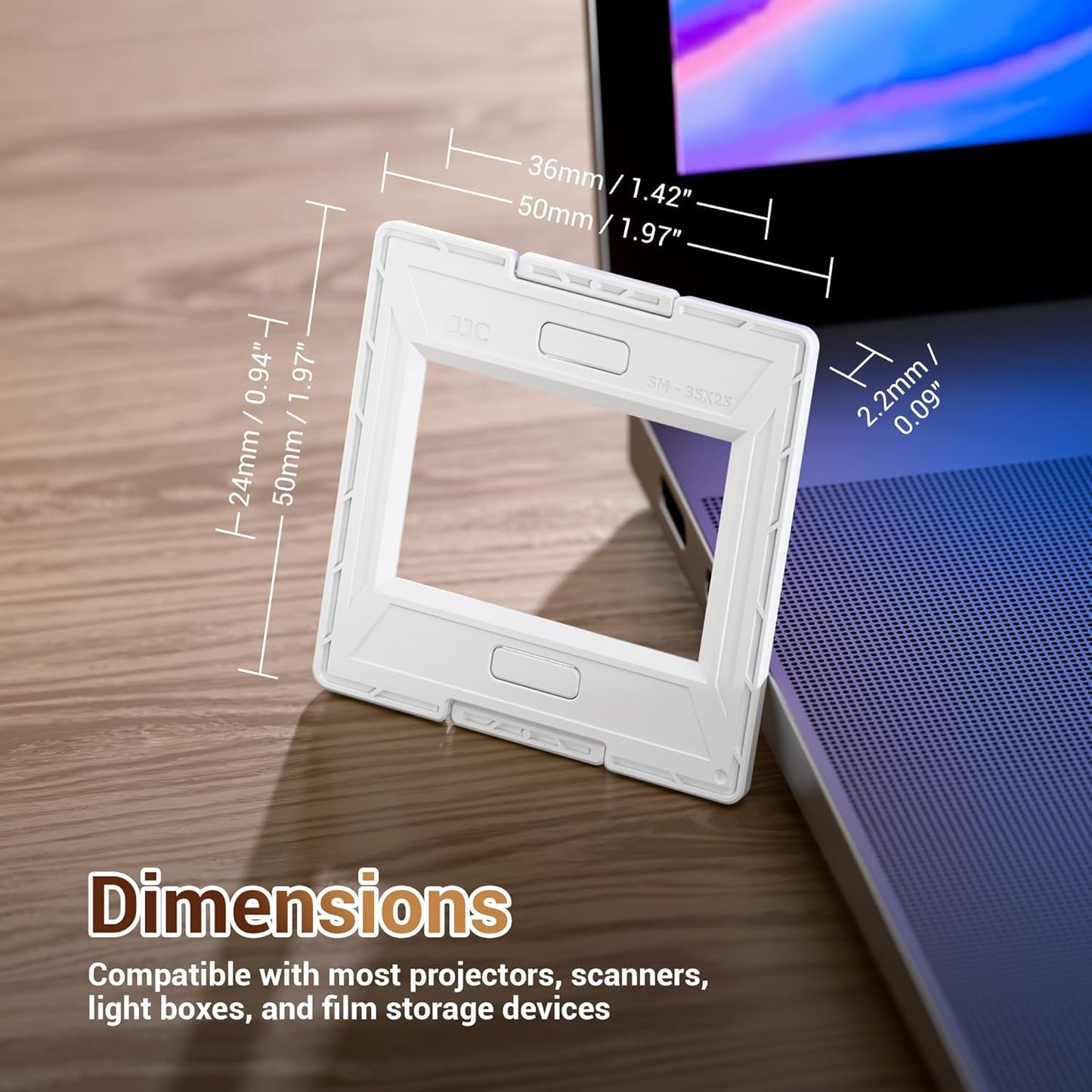 JJC 50 35mm 50 Pairs Slide Film Mounts to Holder Sheets of Film, with Snap-in Design & Precisely Position, Premium