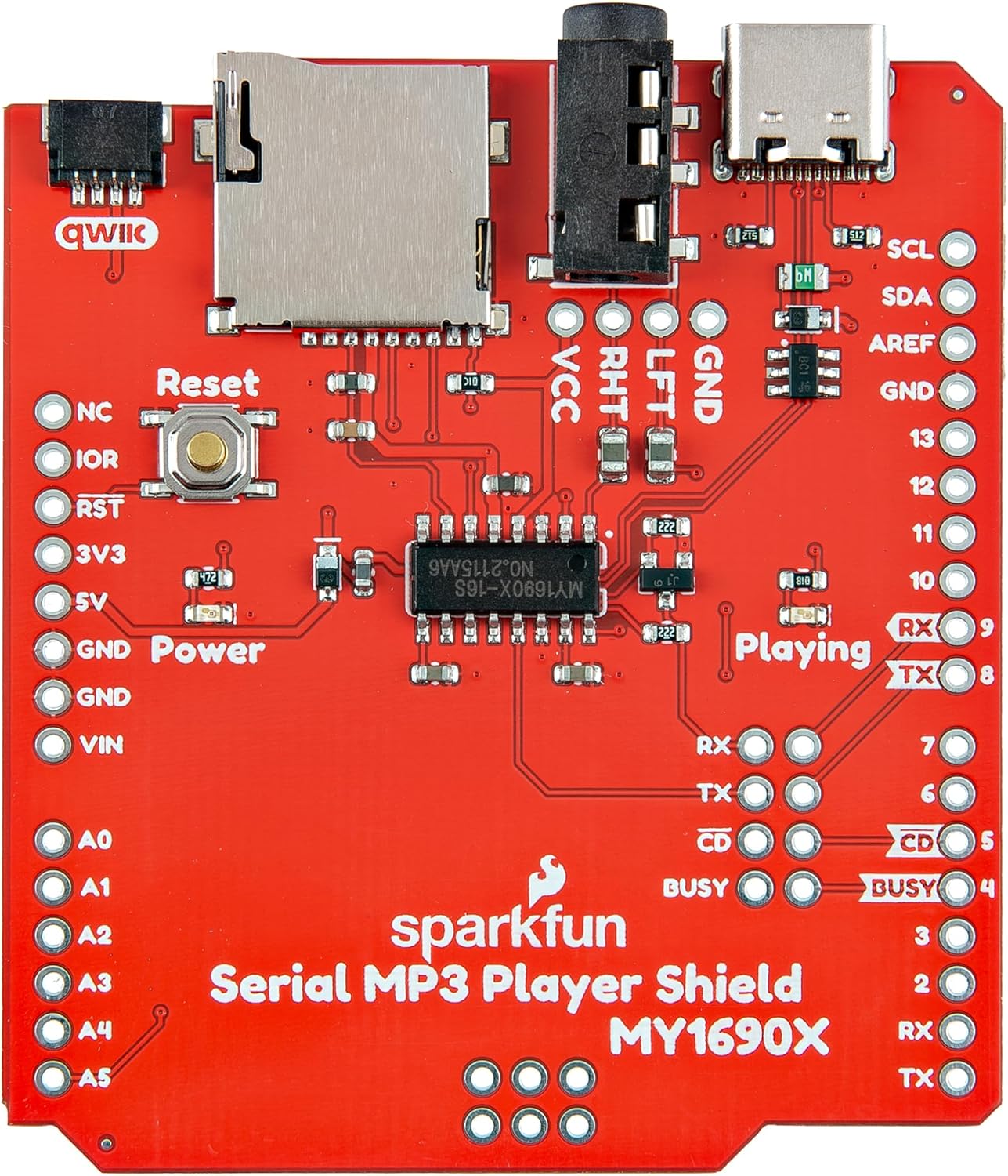 SparkFun MP3 MY1690X-16S Serial Player Shield