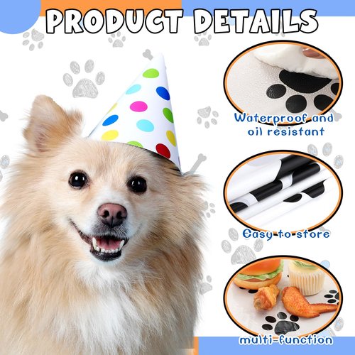 Dunzoom 4 Pack Puppy Dog Pet Paw Print Plastic Tablecloth 54 x 108 Inches Red Blue Yellow Table Cover Paw Print Disposable Rectangle Table Cover for Pet Blue Dog Birthday Party Supplies