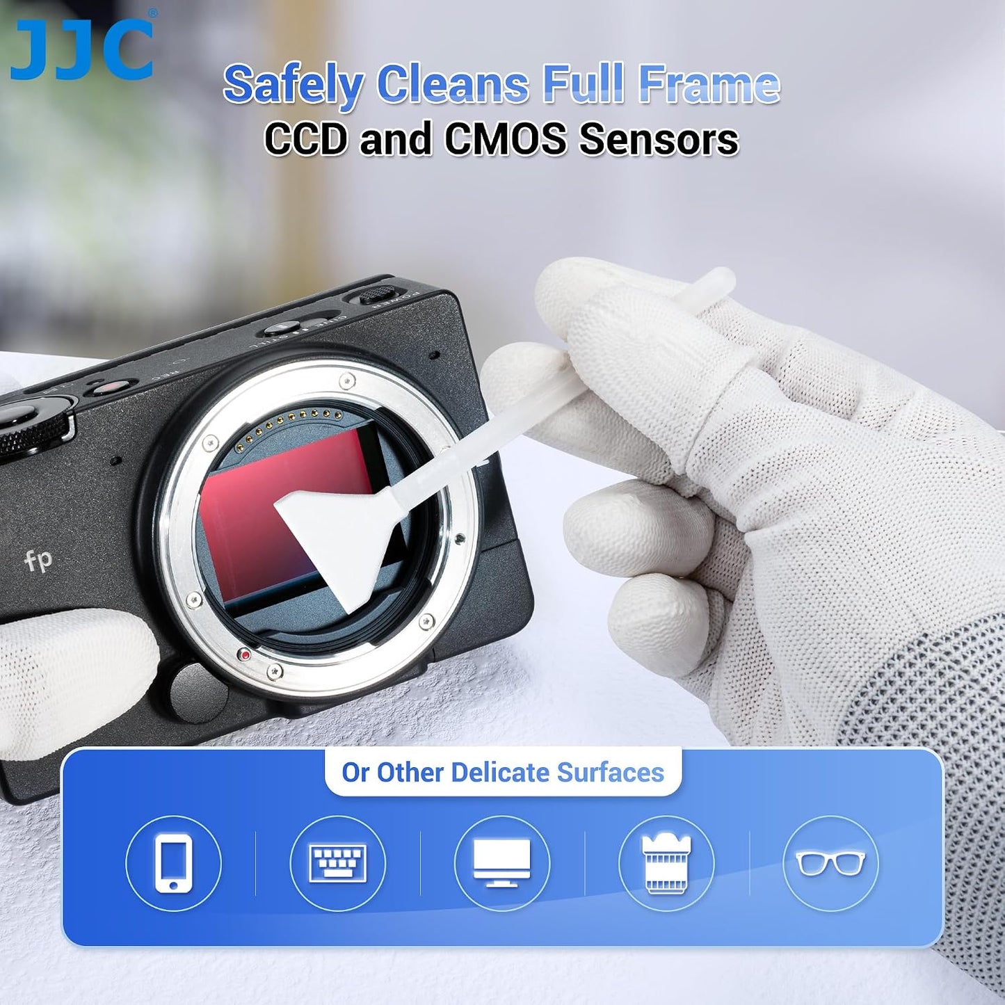 JJC 12pcs 24mm CMOS Full Frame Sensor Microfiber Cloth Cleaning Swab Cleaning Stick for Reflex & Mirrorless Digital