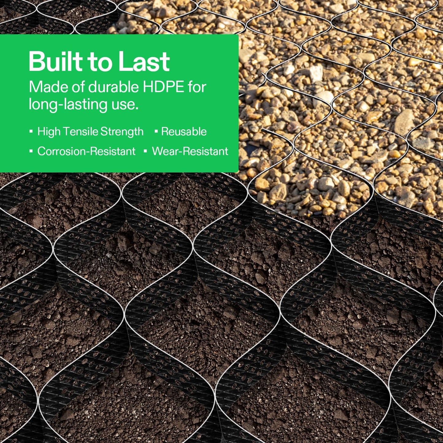 VIVOSUN 3’’ Depth Ground Grid, 6.5 x 17 ft, High-Density HDPE Geo Cell, 1885 lb per sq ft Load, Foldable & Tensile, Easy Installation with Gloves, Ideal for Gardens, Driveways, Pathways, Slopes