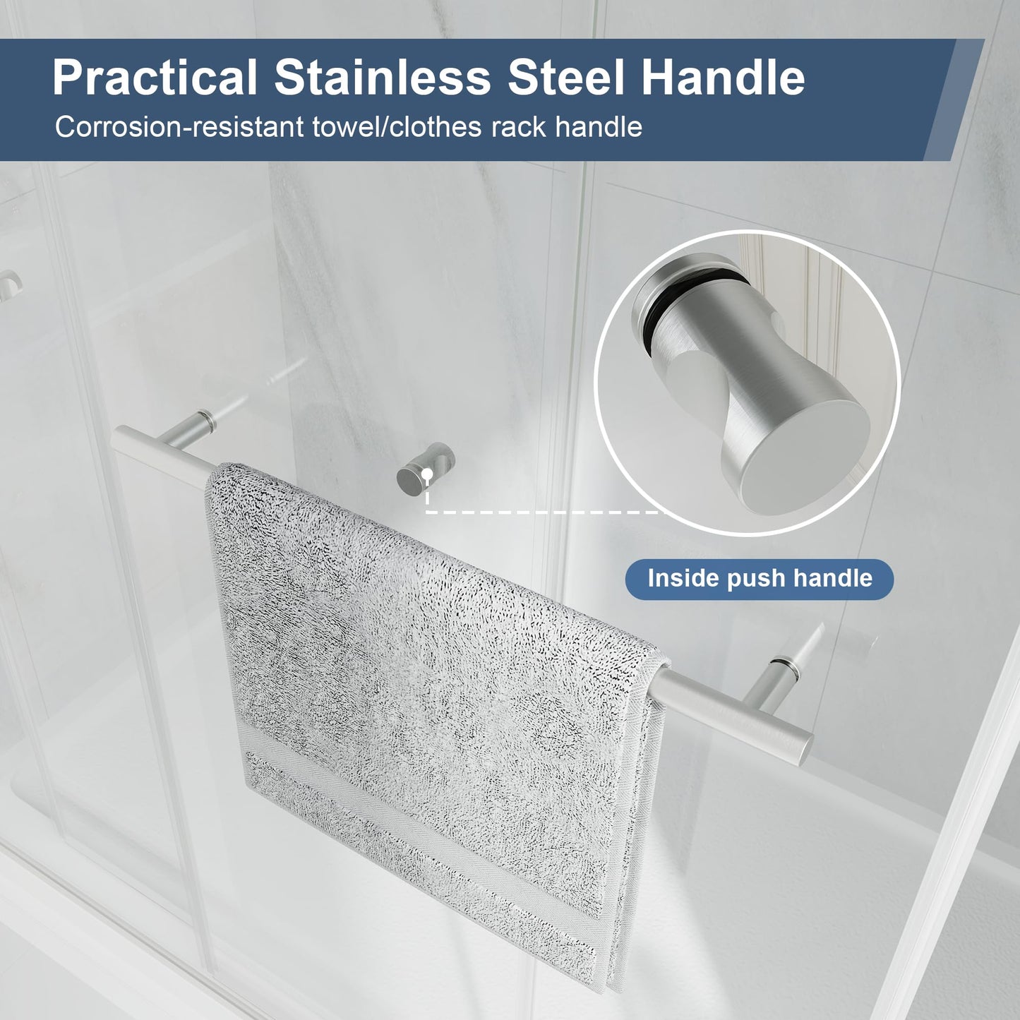 EASYWORC Frameless Double Sliding Shower Doors, 43-48" W x 76" H Shower Glass Door, 1/4" (6mm) Thick ANSI Certified Tempered Glass with Explosion-Proof Film and Nano Coating, Brushed Nickle