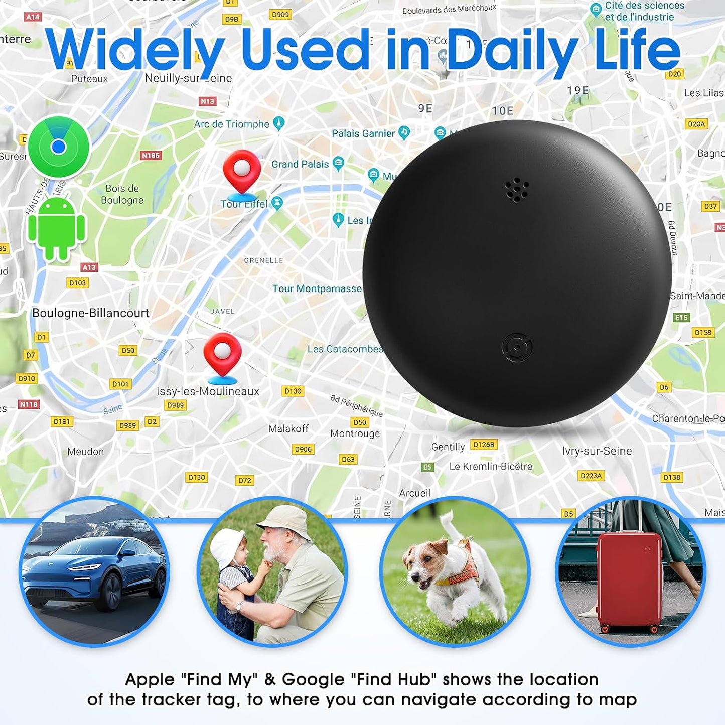 wuaerdy Mini GPS Tracker for Vehicles (Universally for Android & iOS), Hidden Car Location Tracker w/Magnetic Case