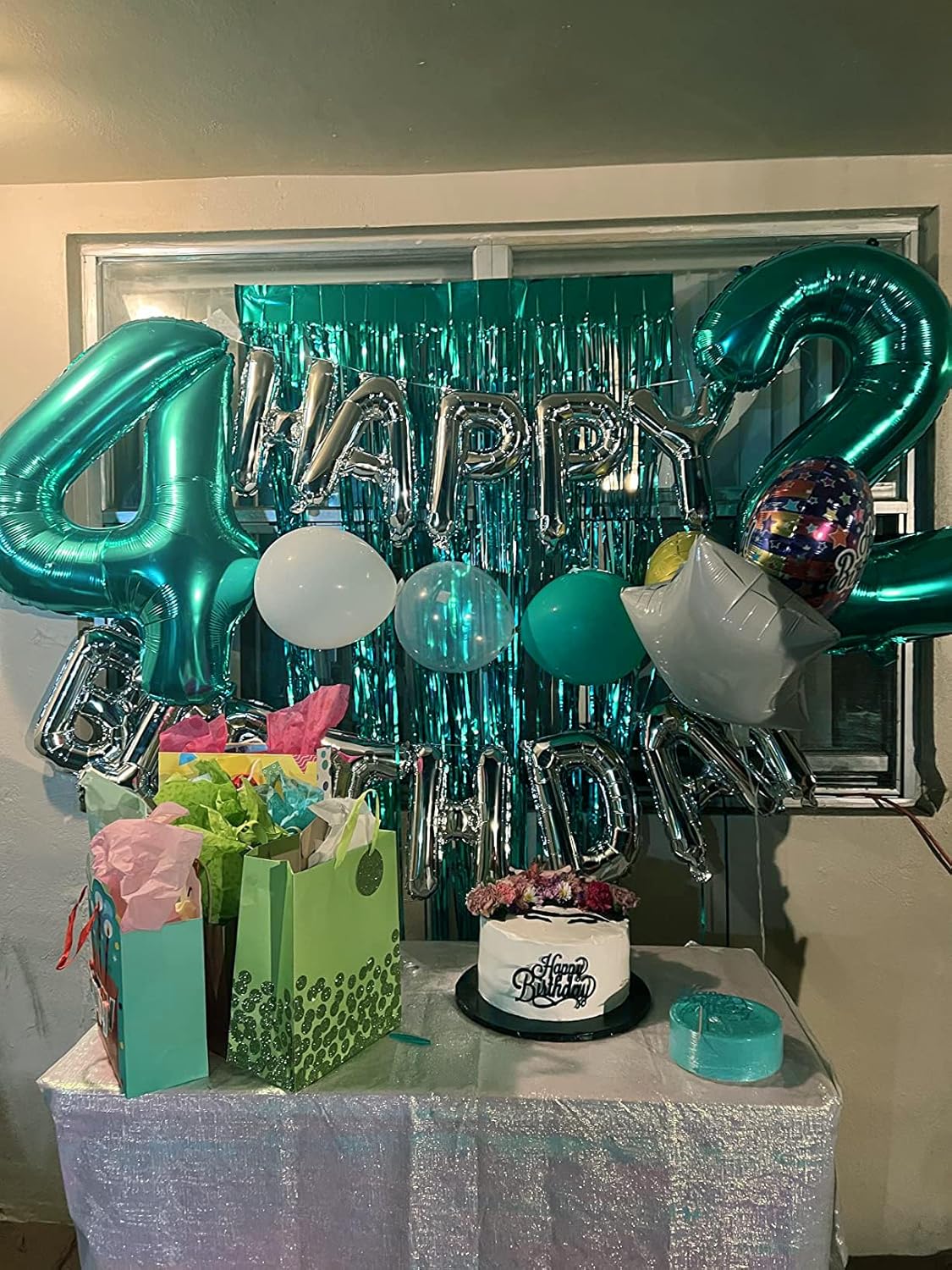 Skiennix 40-Inch Large Number Balloon - Blue-Green 4 for Birthday Parties & Celebrations