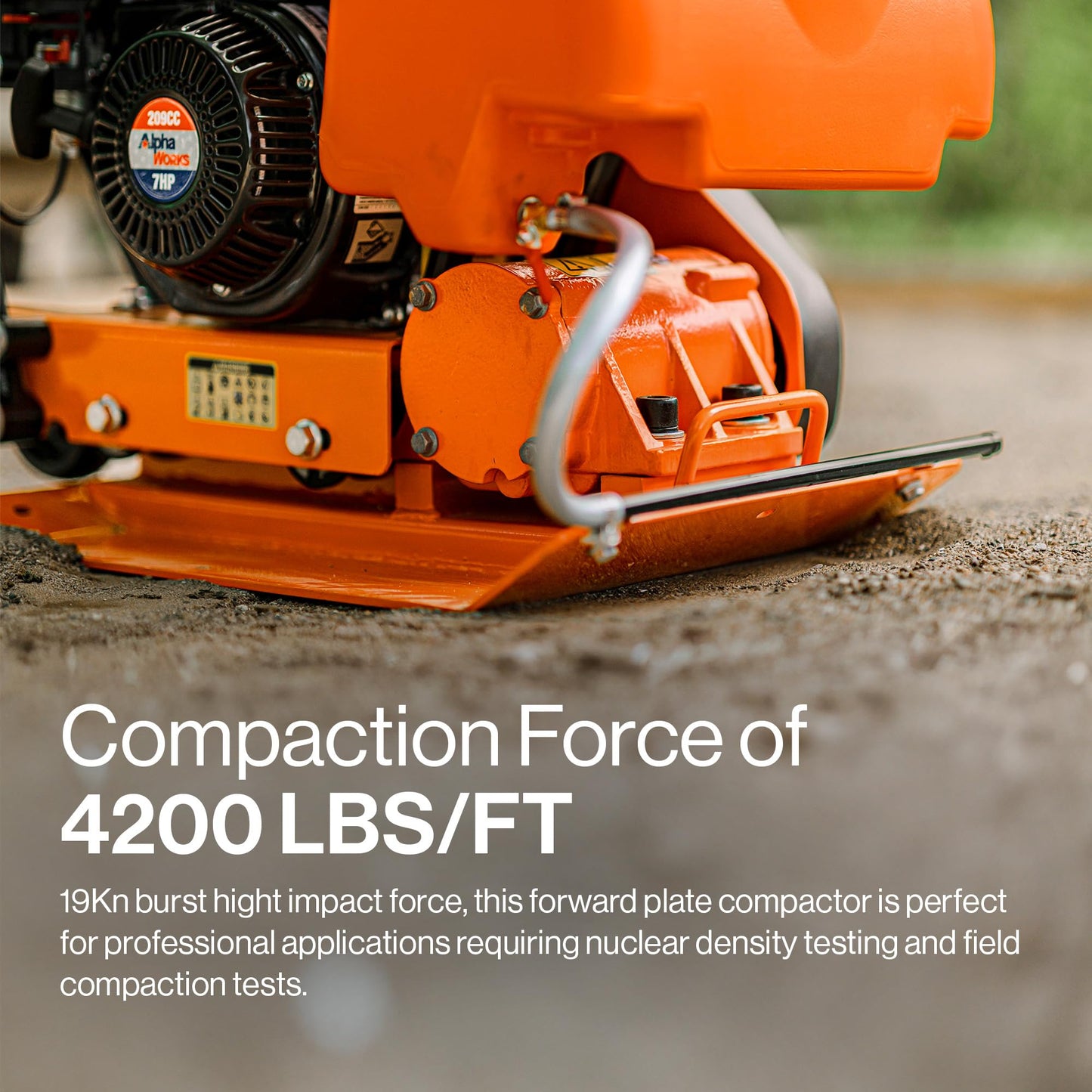 SuperHandy Plate Compactor with 7HP Gas Engine – 4200 lbs Force, 20 x 15 in. Steel Plate, 12 in. Depth Tamper for Soil, Gravel, Asphalt, Landscaping, Sidewalks, Patios (Water Tank)
