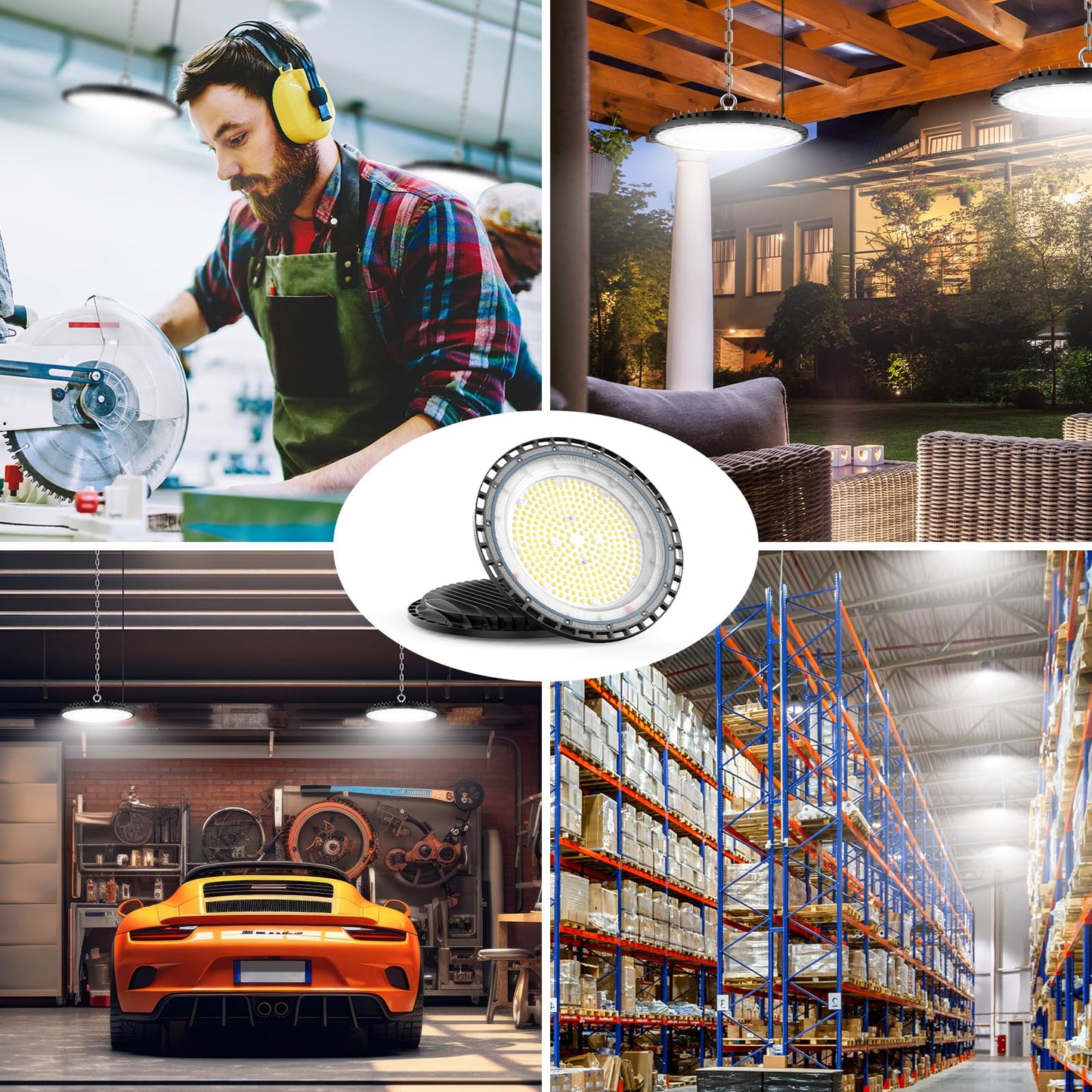 240W 4PACK UFO LED High Bay Light, High Bay LED Lights 36,000LM(1000W MH/HPS Eqv.) 110V~277V UL Certified Plug with Safety and high Brightness, Suitable for Commercial