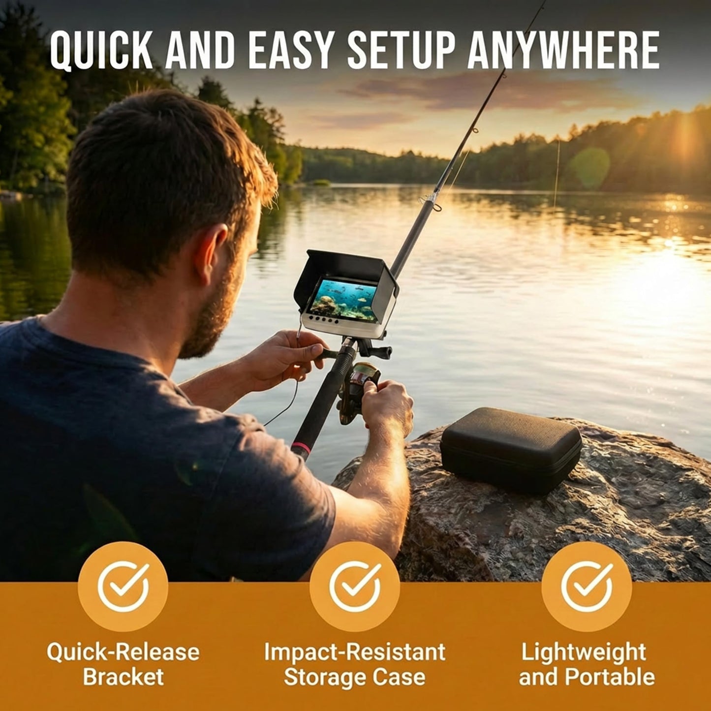 Takkicept Underwater Fishing Camera & Fish Finder: 5.5 Inch 1080P OLED Screen DVR 32GB Storage with 220° Adjustable Lens 82ft Cable IP68 Waterproof - Outdoor Fishing Ice & Lake Anglers