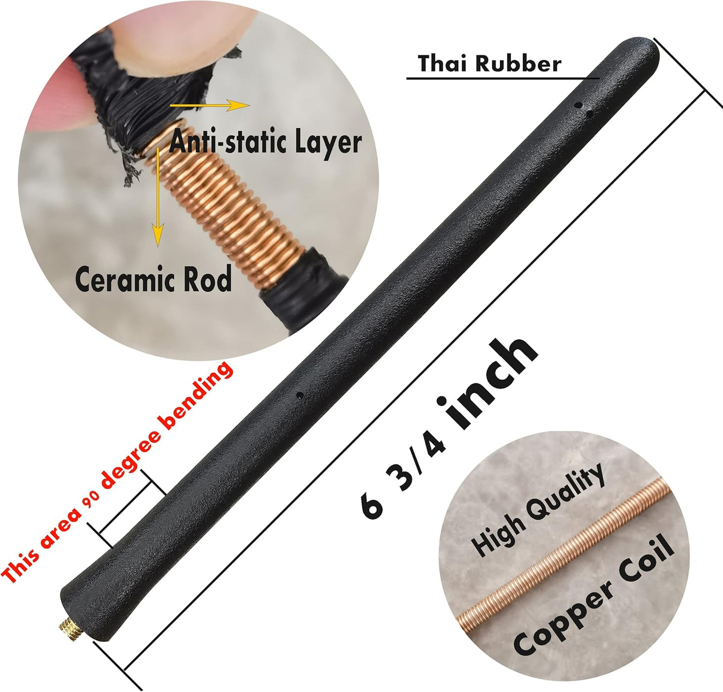 MINILAOMA (2008-2020), 6 3/4 Inch Short Antenna for Dodge Grand Caravan Dodge Grand Caravan Antenna - Car Wash Proof