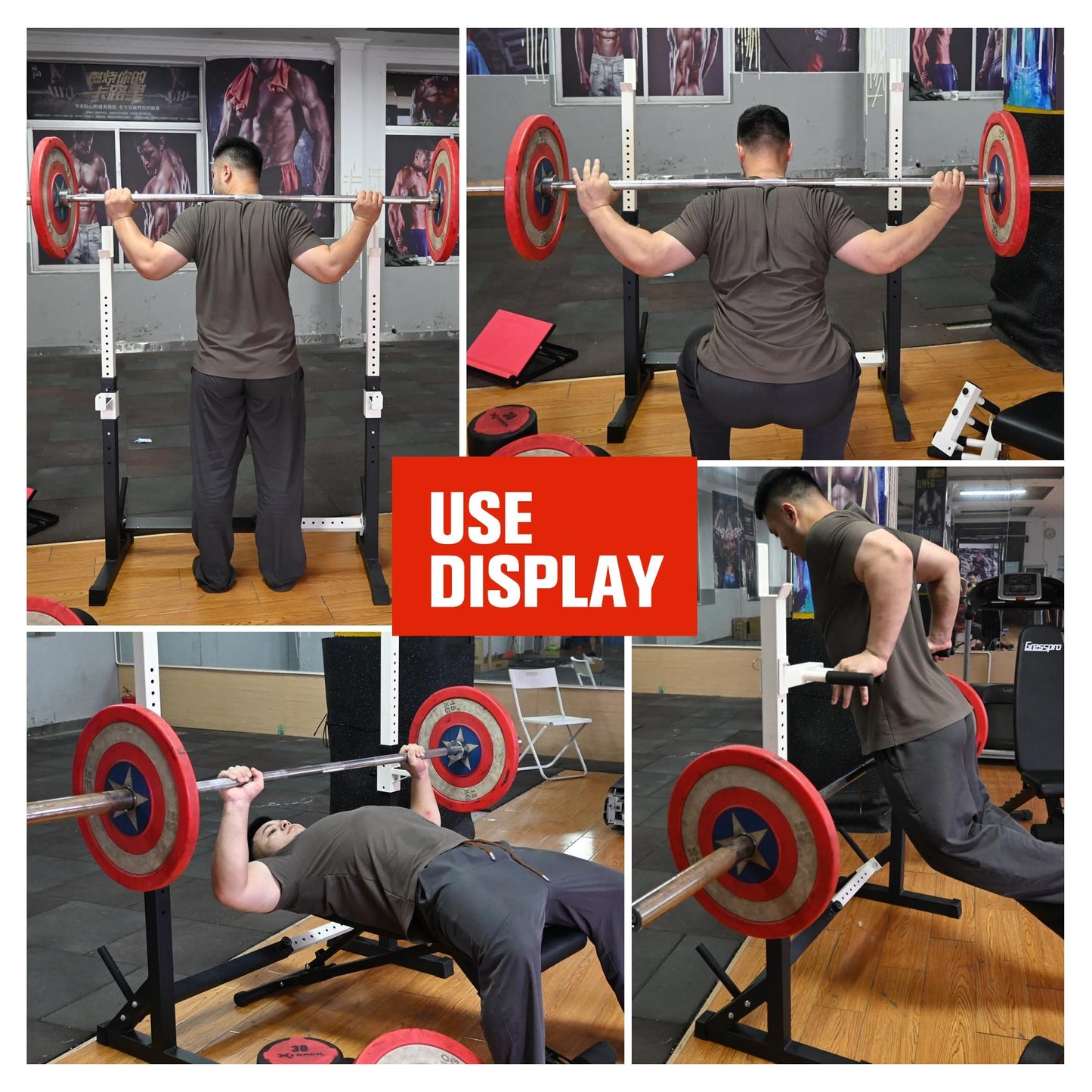 Gresspro Gresspro Barbell Rack Stand with Dip Bar Attachment - Multifunctional Adjustable Squat Rack, Heavy-Duty Dumbbell Rack, Strength Training Dip Station, Home Gym Equipment Max Load 550lbs