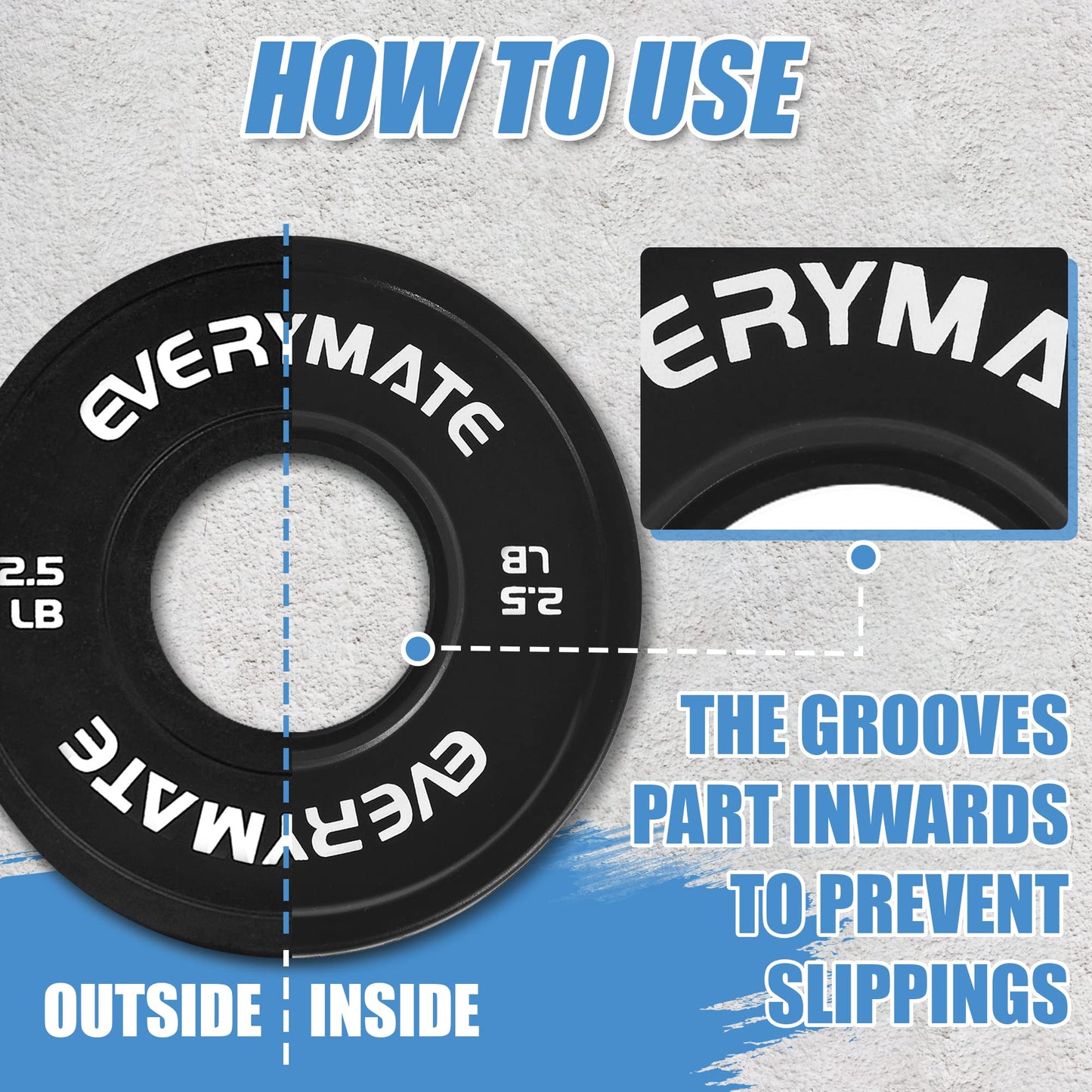 EVERYMATE Black Change Weight Plates 2.5LB Set Fractional Plate Olympic Bumper Plates for Cross Training Bumper Weight Plates