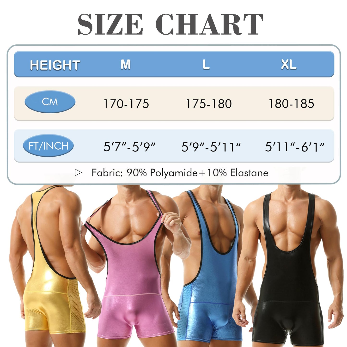 QiaTi Mens Athletic Supporters Sports Underwear Bodysuit Jumpsuit Wrestling Singlet