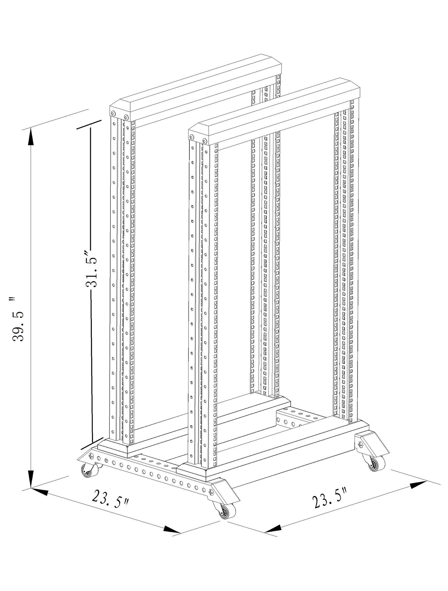 Raising Electronics Server Rack Open Frame Rack 4 Post 19 inch Adjustable Server/Audio Rack Cold Rolled Steel(15U,17 Depth)