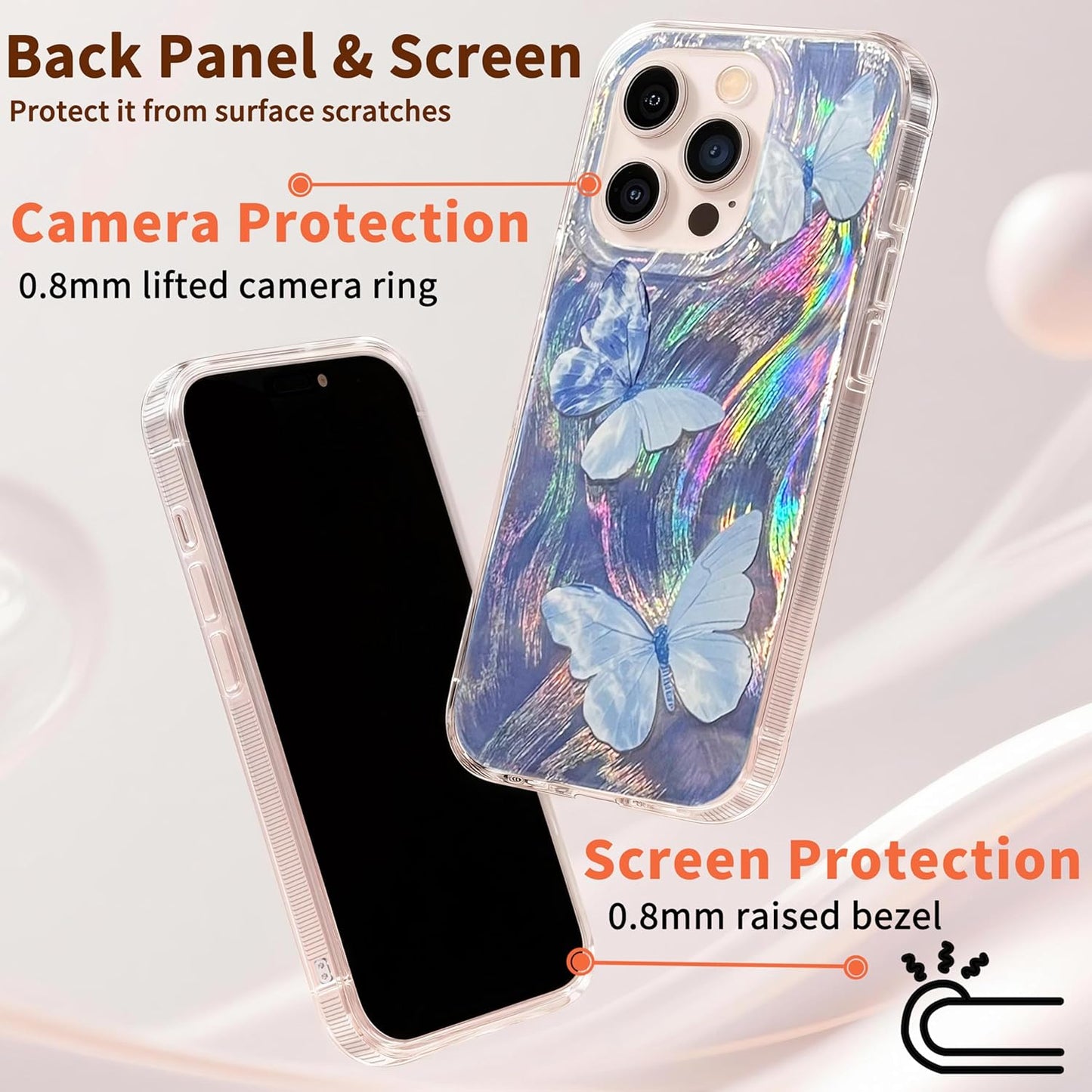 Casegis 12&12Pro Compatible with iPhone Case,with [Shockproof Protective][Camera Protection] Cute Butterfly Aesthetic