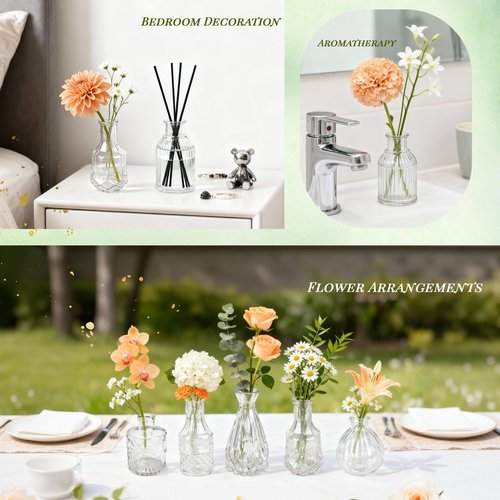 Der Rose Glass Bud Vases Set of 32 Small Clear Flower Vases for Rustic Wedding Centerpieces Table Decorations and Home Office Decor(Clear)