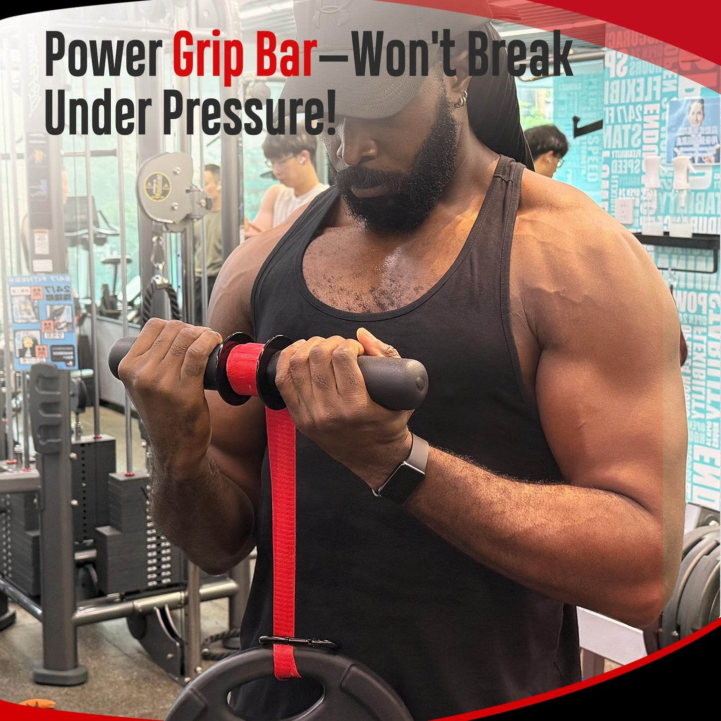 FitBeast Forearm Strengthener & Forearm Exerciser, Wrist Roller with Thicker Handle, Forearm Strength Trainer with Adjustable Strap - Ideal for Grip Strength, Muscle Building, Rehabilitation (Red)